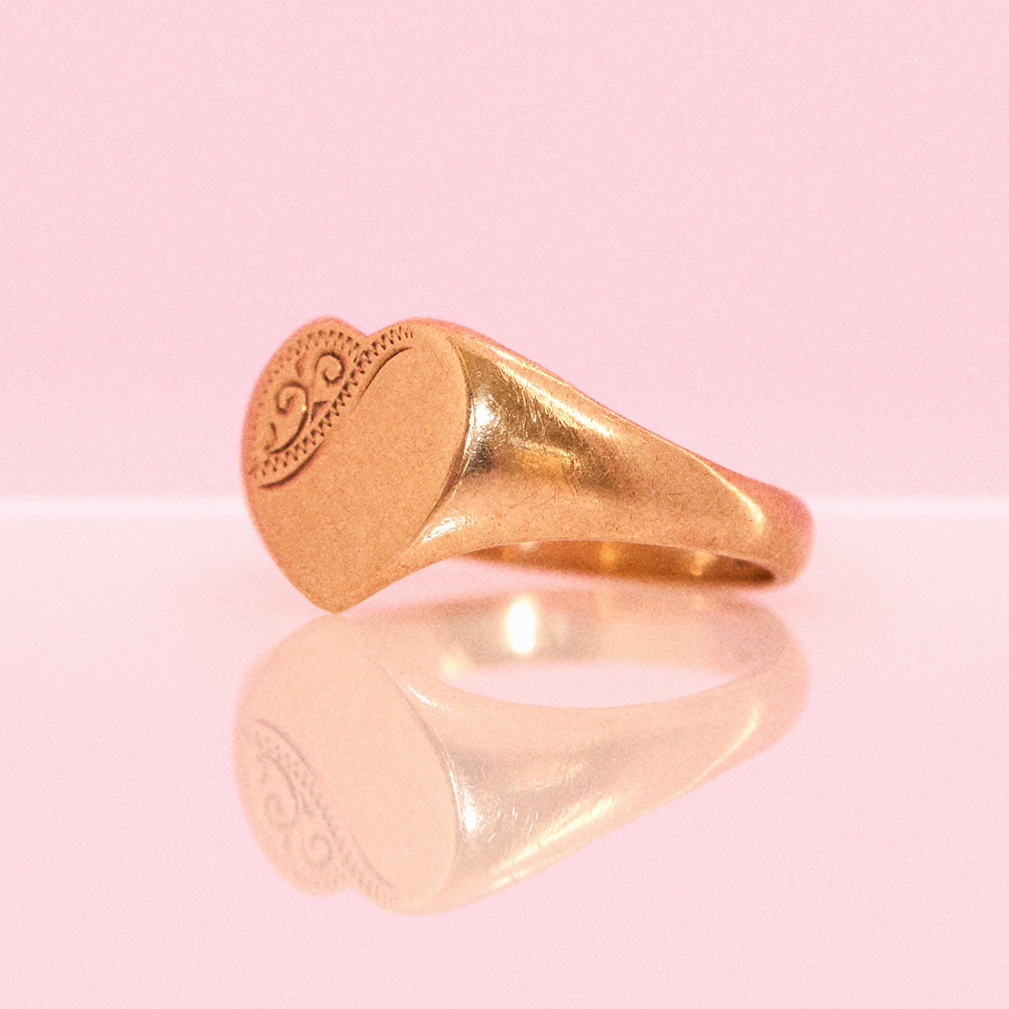 9ct gold heart shaped signet pinky ring