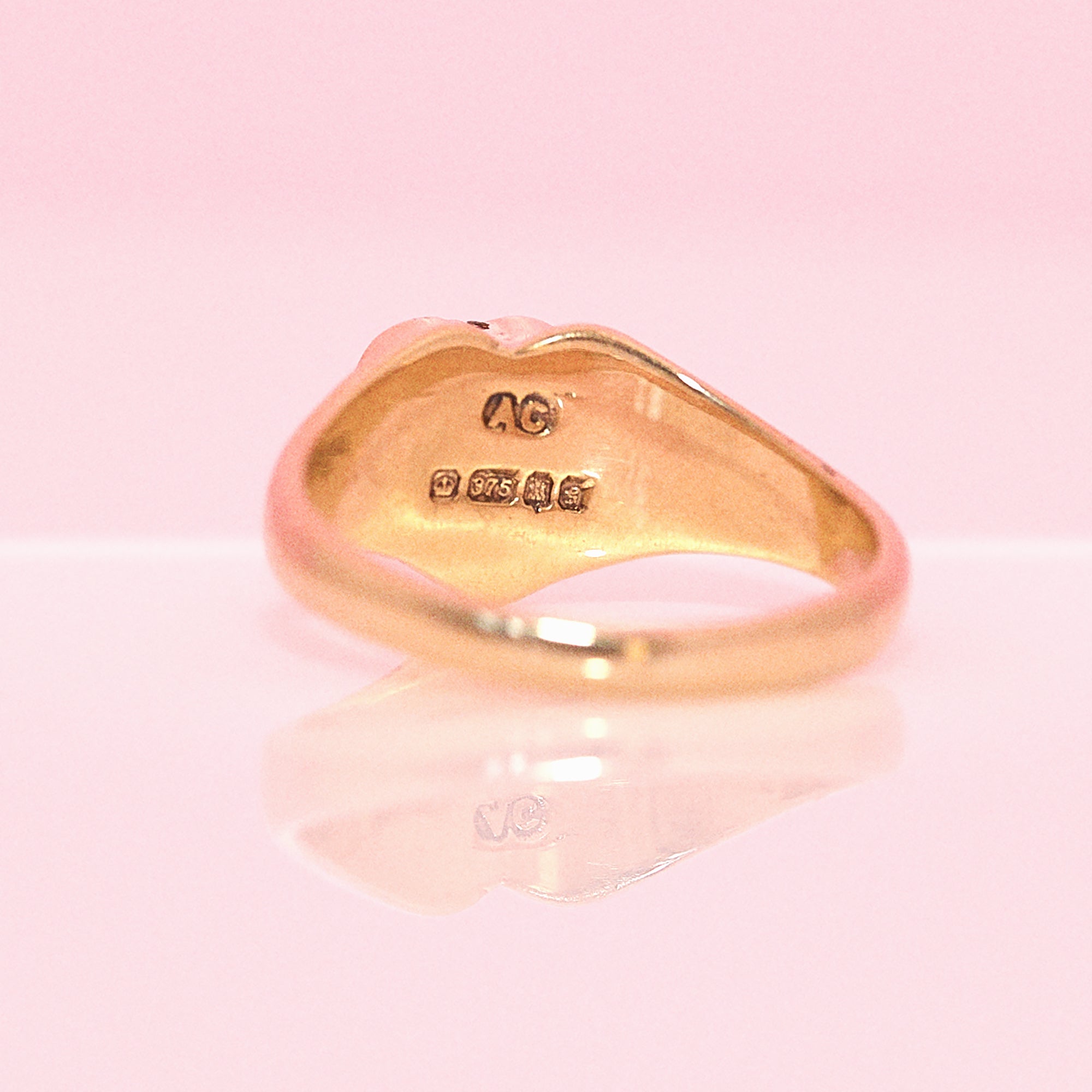 9ct gold heart-shaped morganite vintage signet ring (made to order)