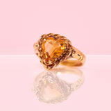 18ct gold heart shaped citrine ring