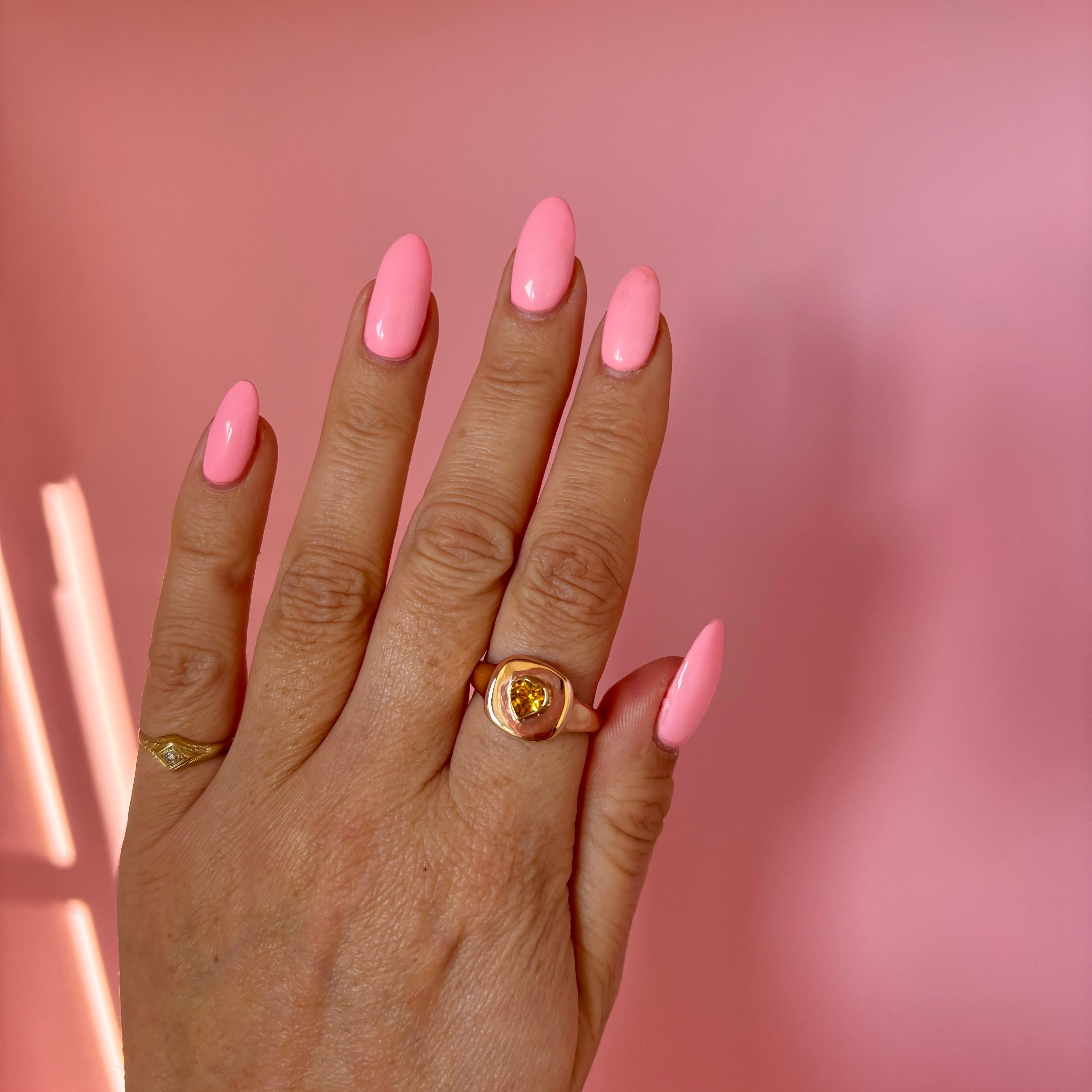 9ct gold heart shaped citrine signet ring from 1983