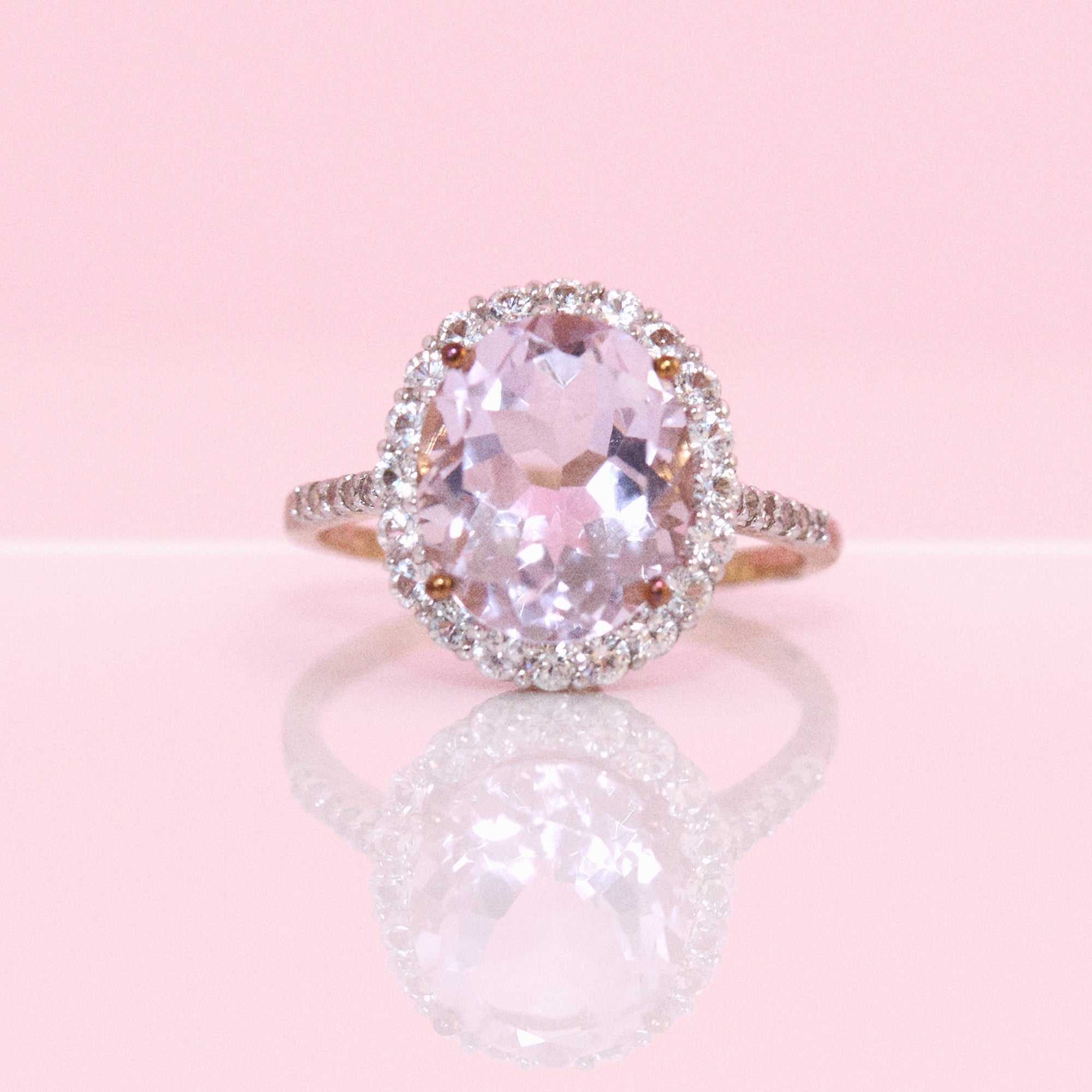 9ct gold amethyst and diamond cluster ring