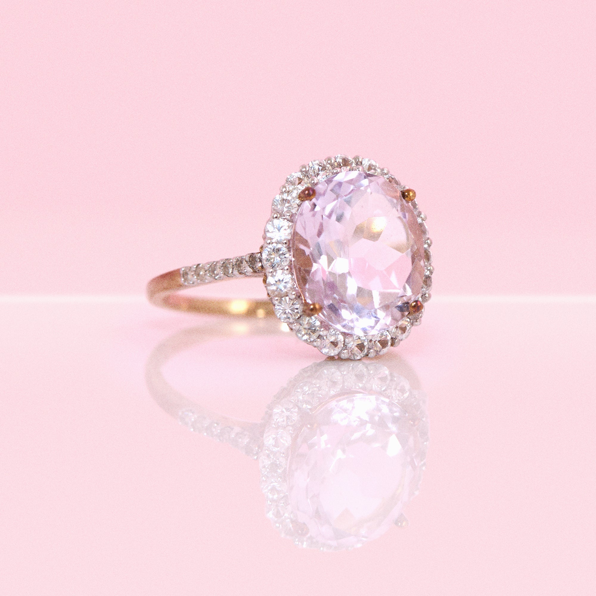 9ct gold amethyst and diamond cluster ring