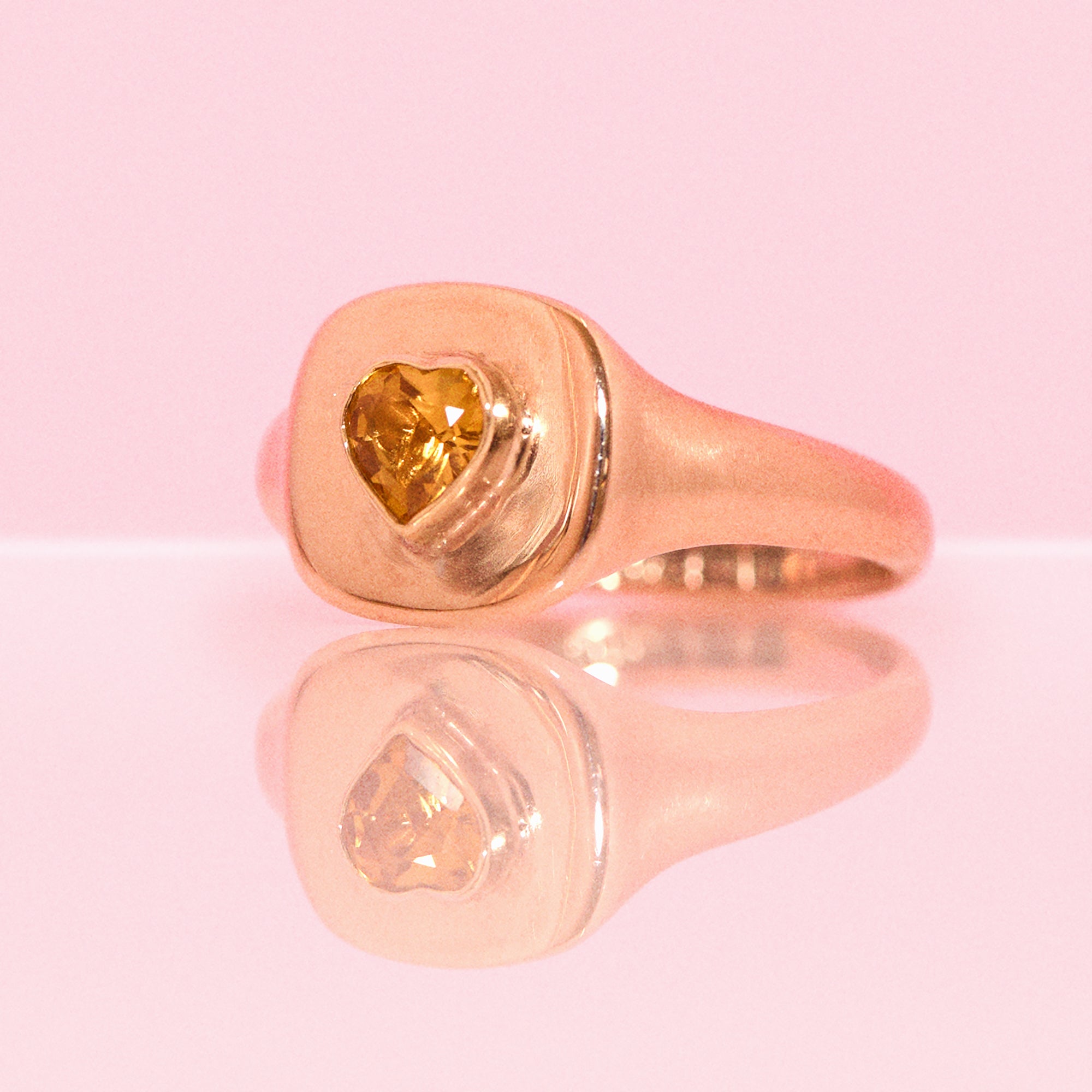 9ct gold heart shaped citrine signet ring from 1983