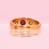 18ct gold ruby and diamond gypsy ring