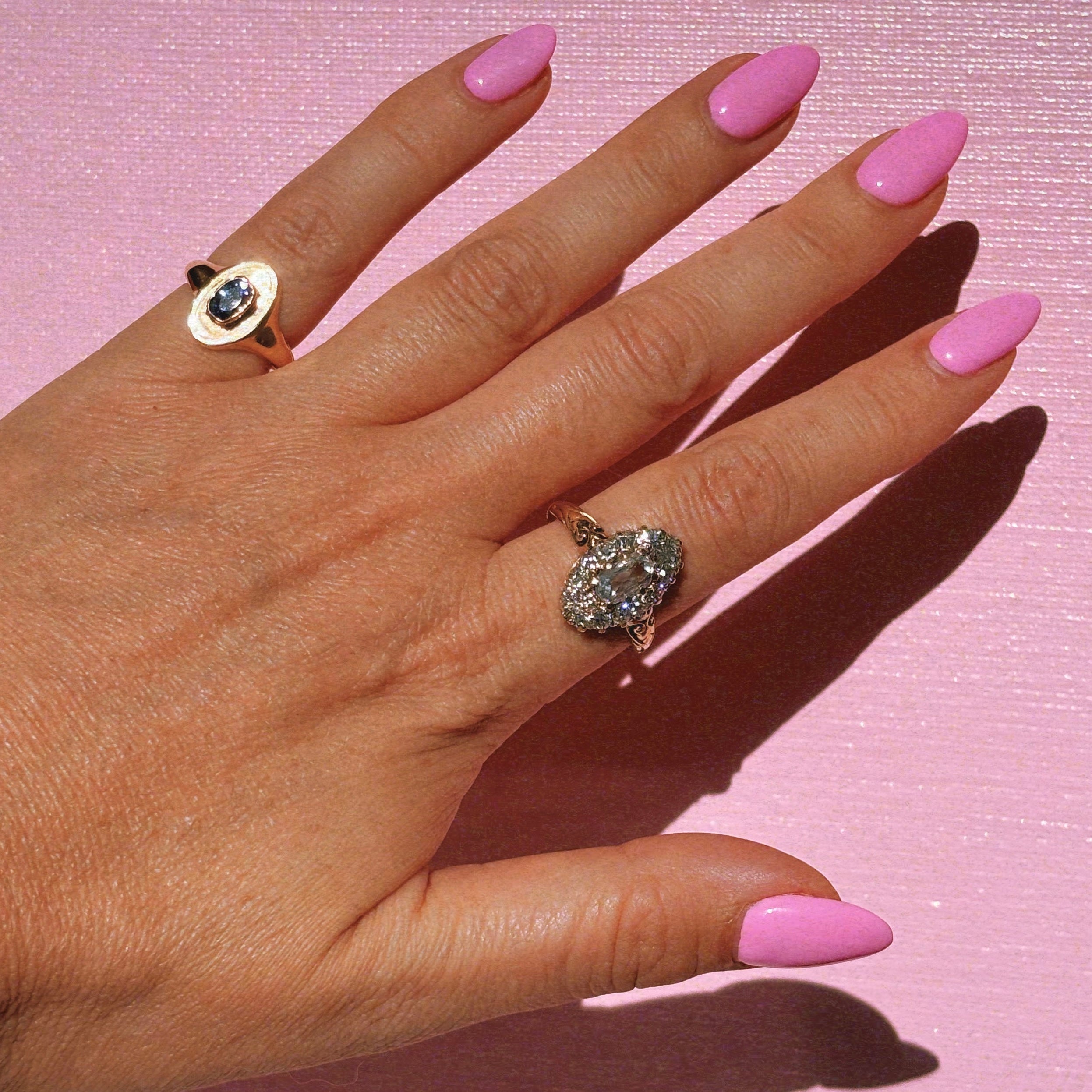 18ct gold 0.5ct old oval diamond marquise cluster ring