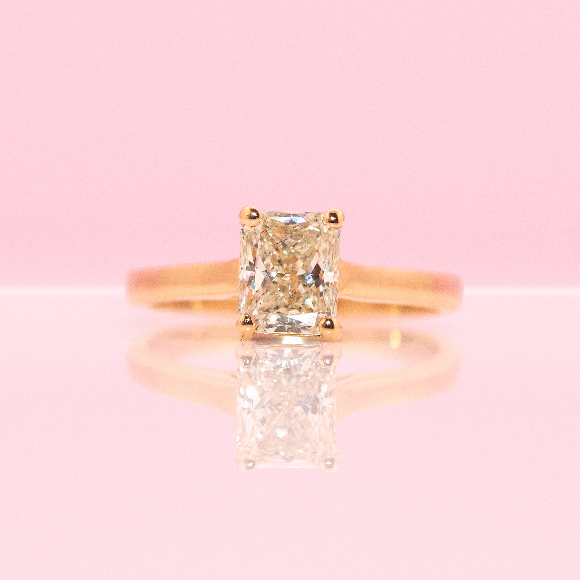 18ct gold solitaire, radiant-cut, 1.31ct yellow diamond ring (made to order)