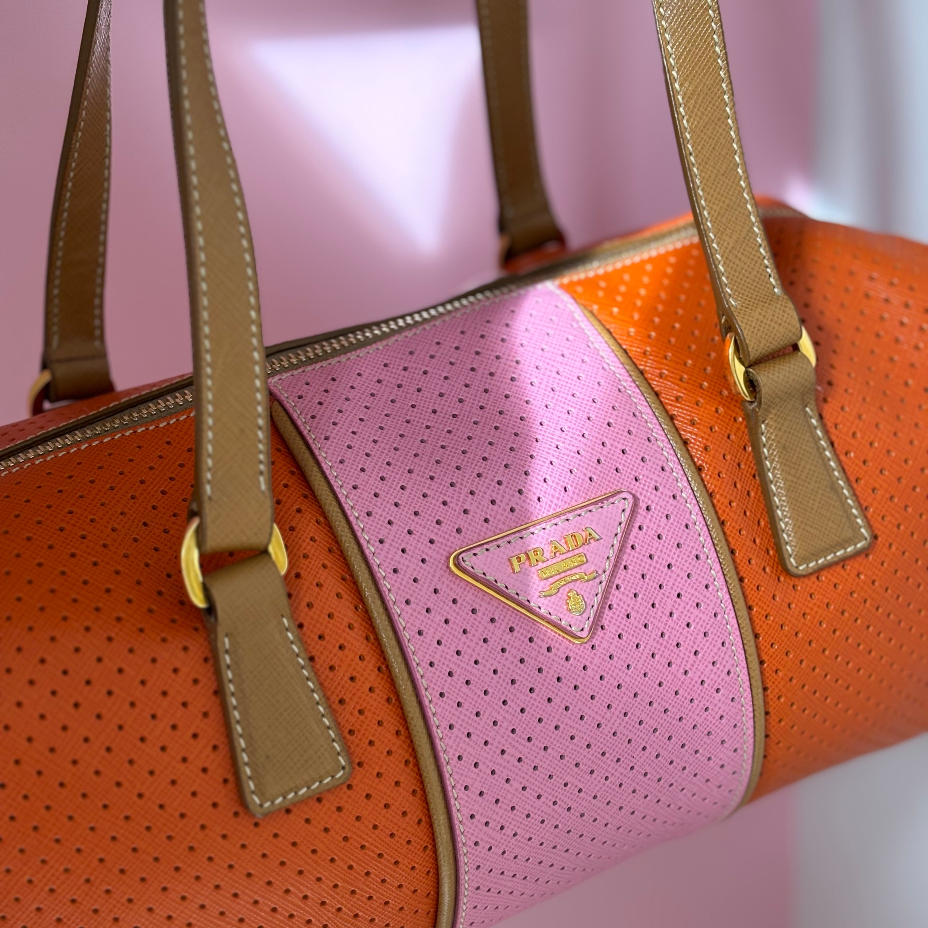 Prada pink and orange vintage shoulder bag from 2010