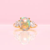 18ct gold opal and diamond three stone ring
