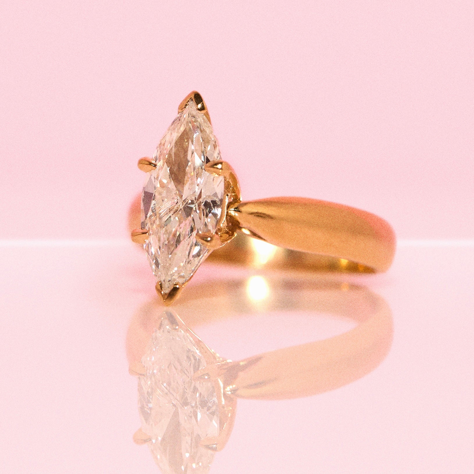 14ct gold 1.76ct marquise cut diamond ring