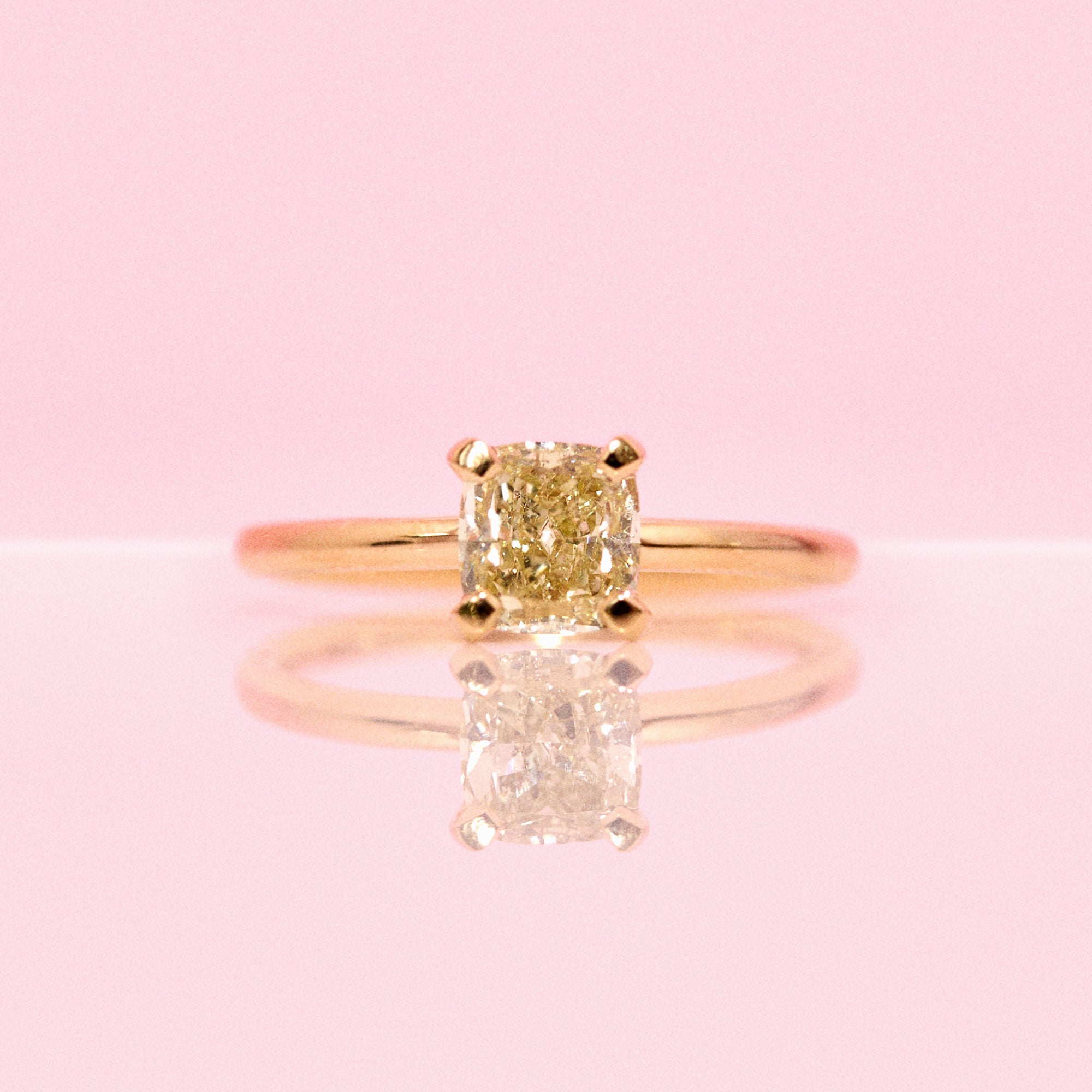 18ct gold 1.02ct cushion cut yellow diamond ring (made to order)