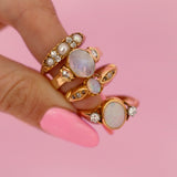 18ct gold opal and diamond three stone ring
