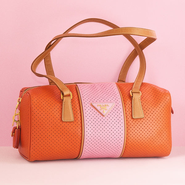 Prada pink and orange vintage shoulder bag from 2010