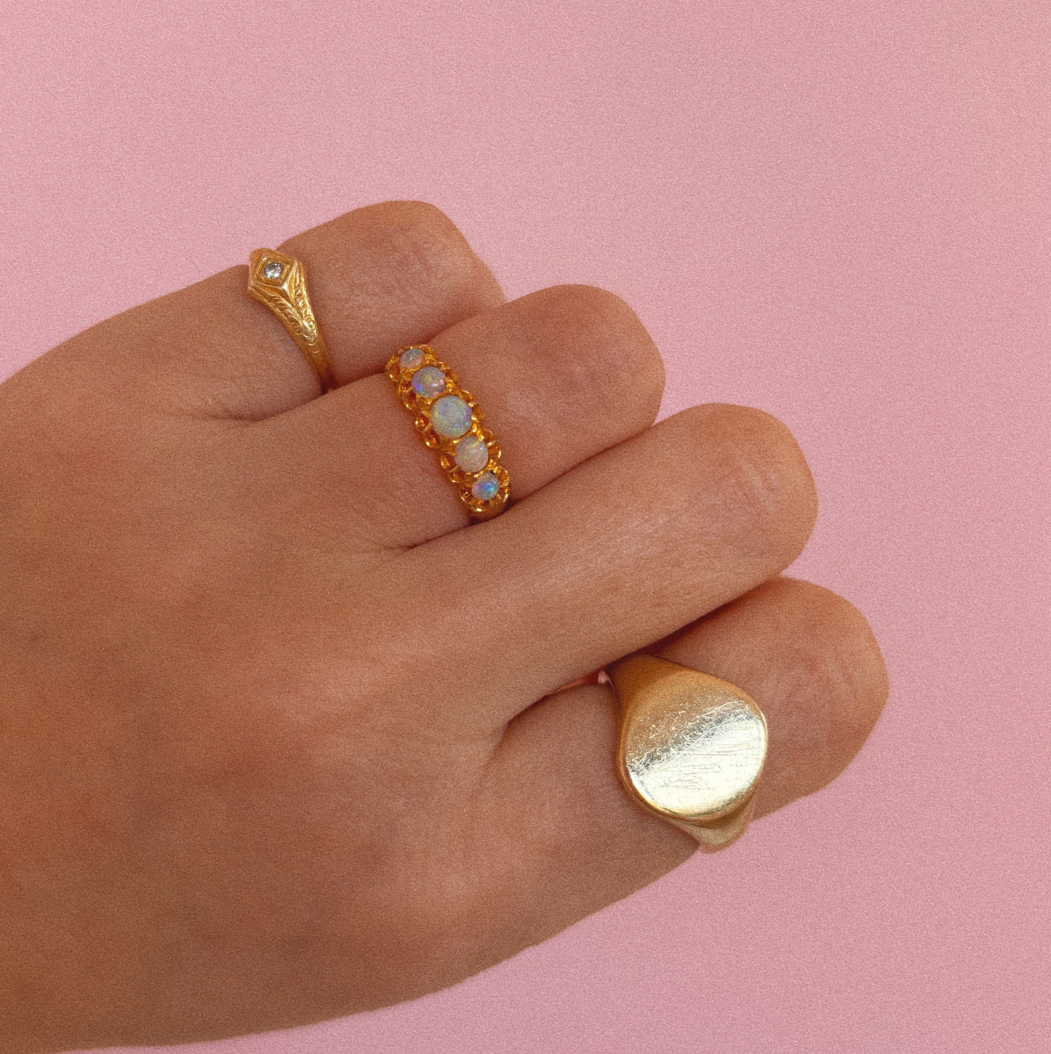 18ct gold antique opal five stone ring