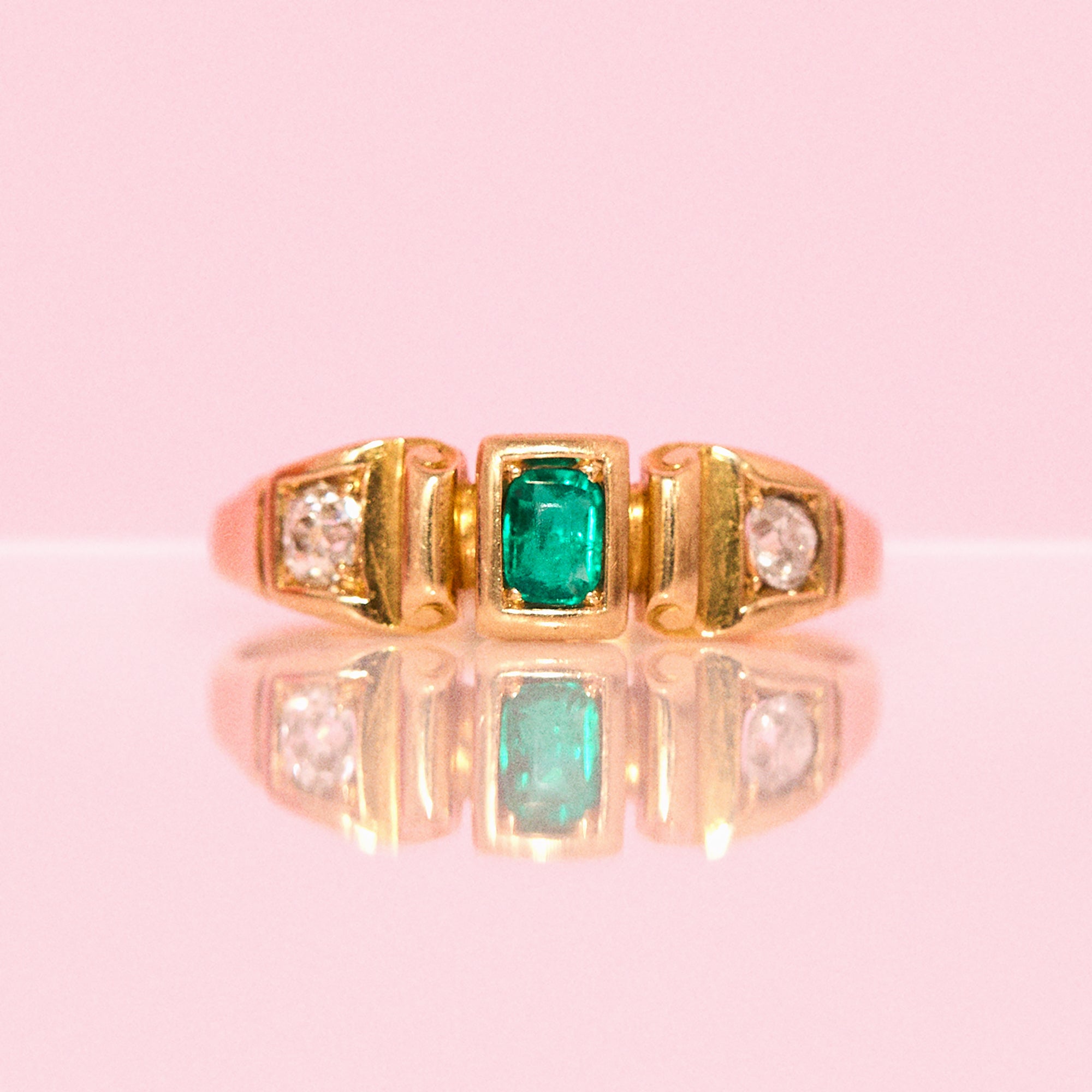 18ct gold emerald and diamond ring