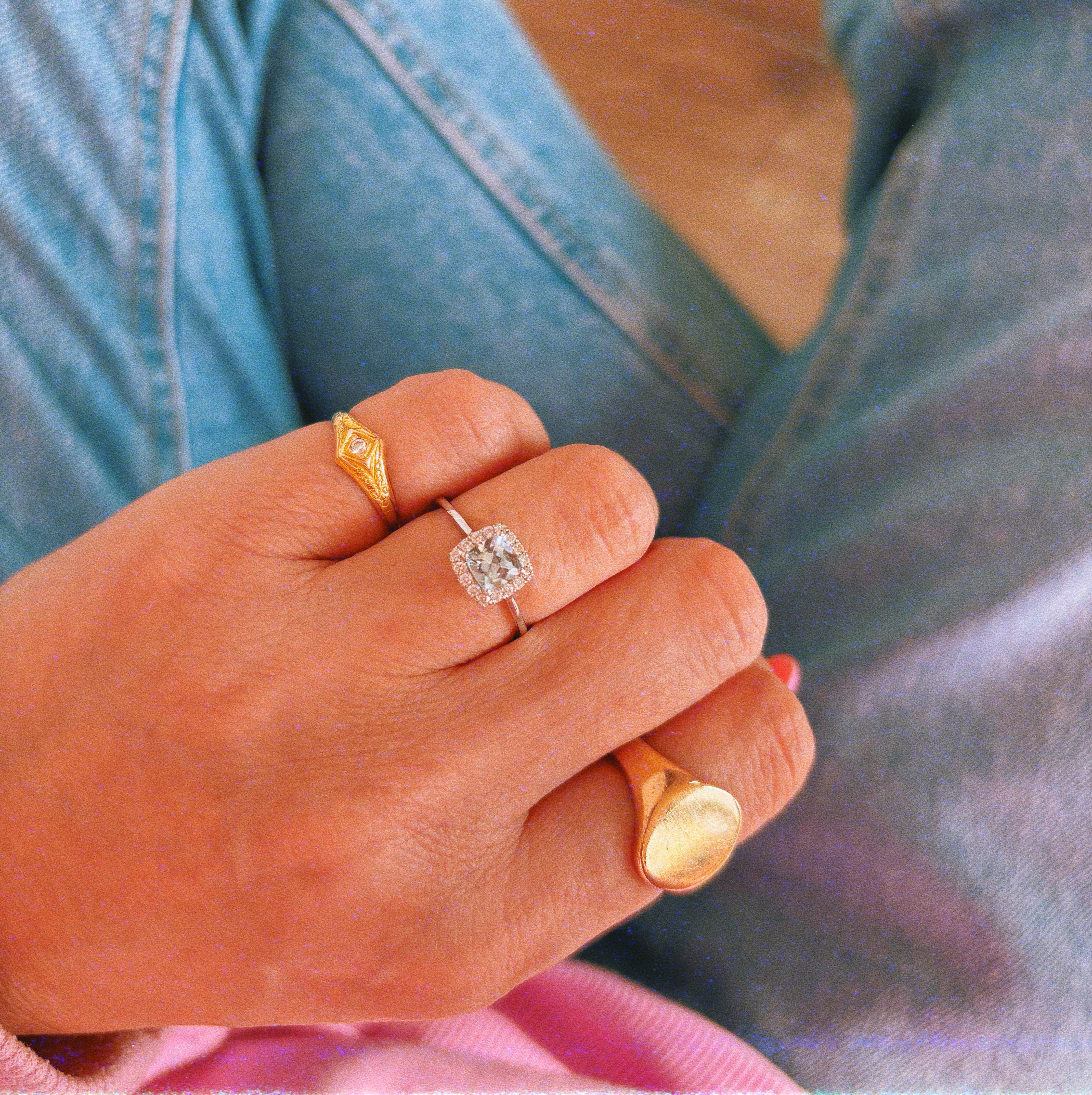 18ct white gold aquamarine and diamond cluster ring (made to order)