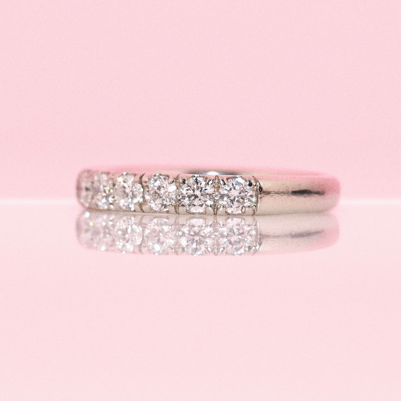 Platinum 1.0ct diamond half-eternity ring