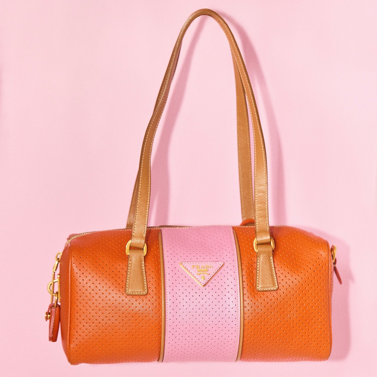 Prada pink and orange vintage shoulder bag from 2010