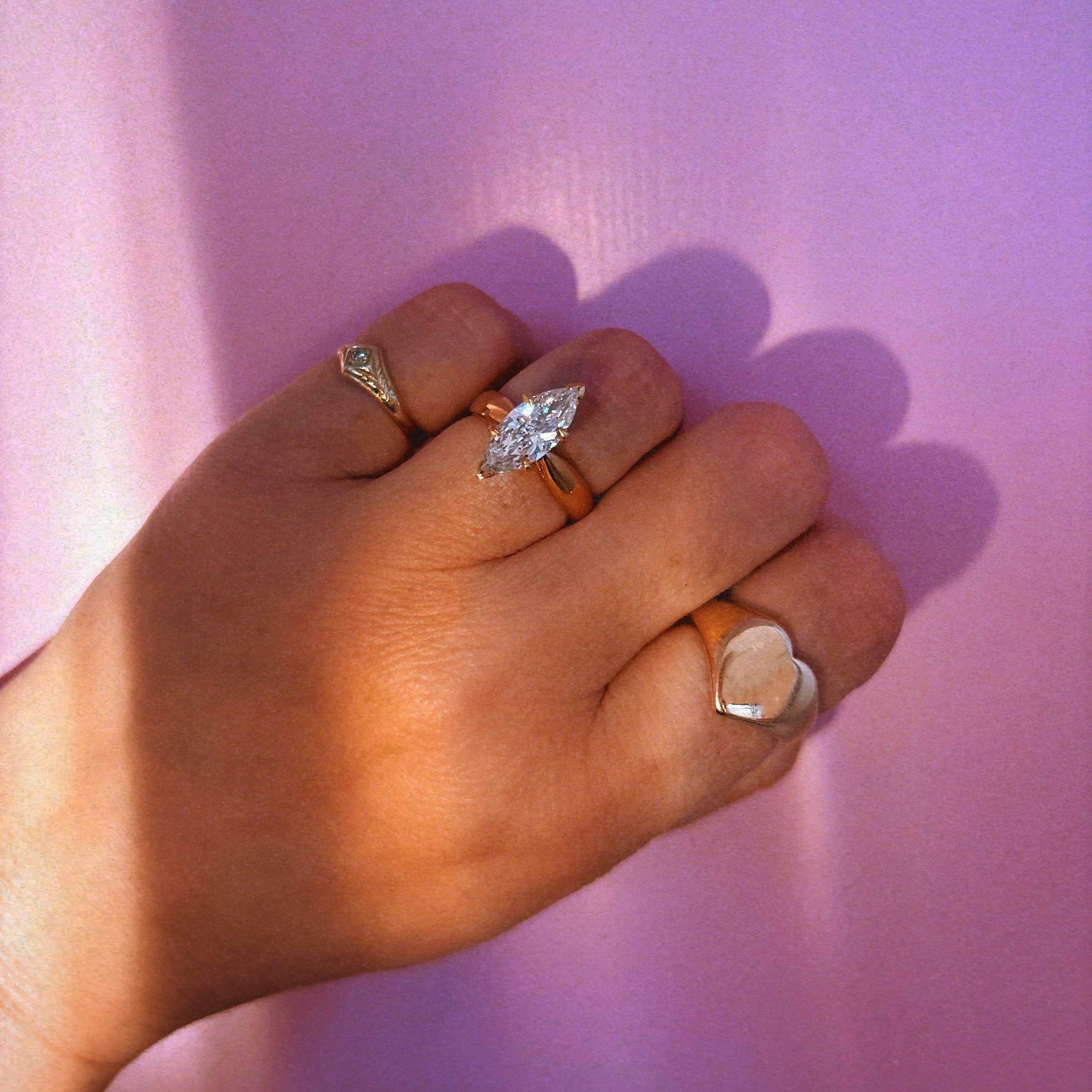 14ct gold 1.76ct marquise cut diamond ring