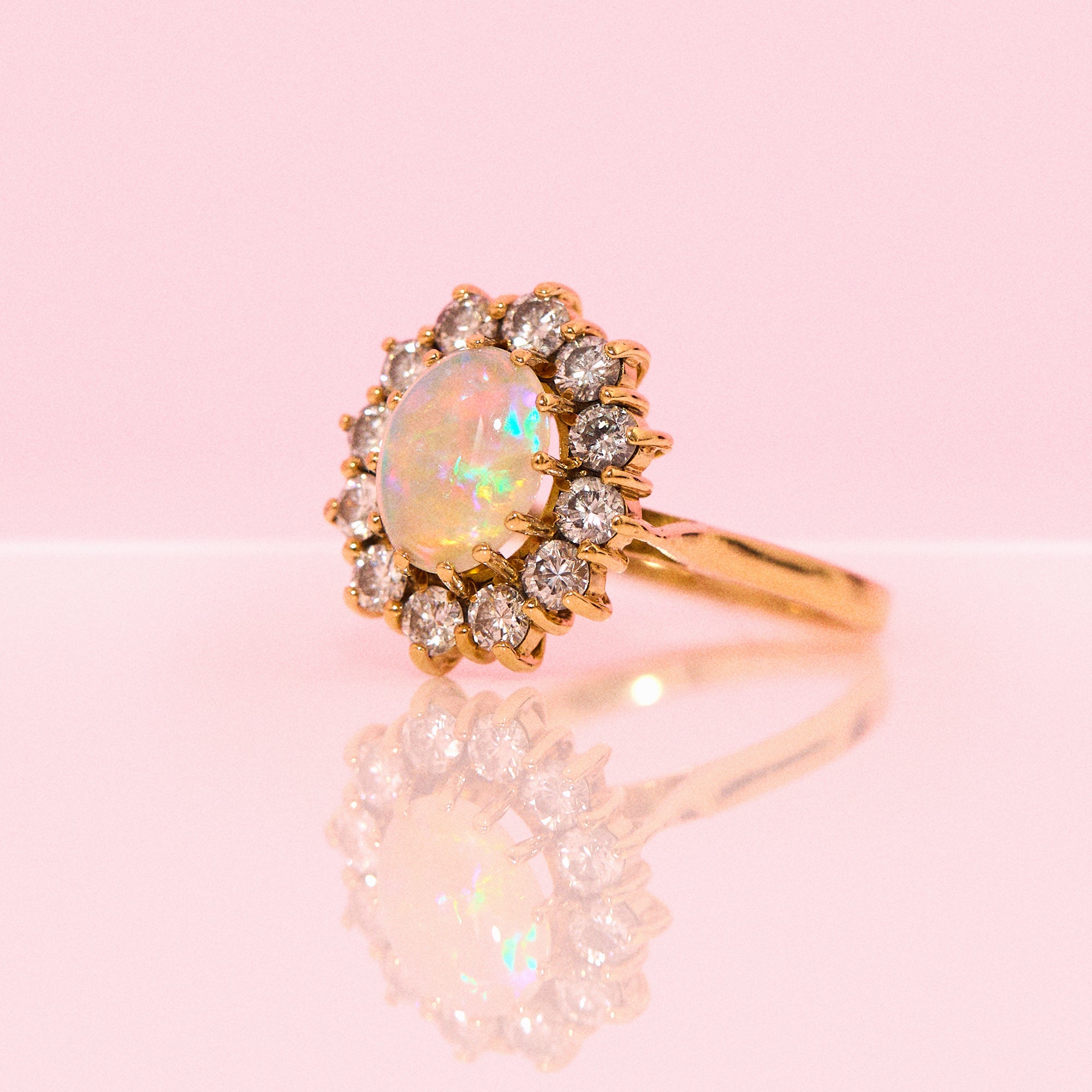 18ct gold opal and diamond cluster ring from 1983