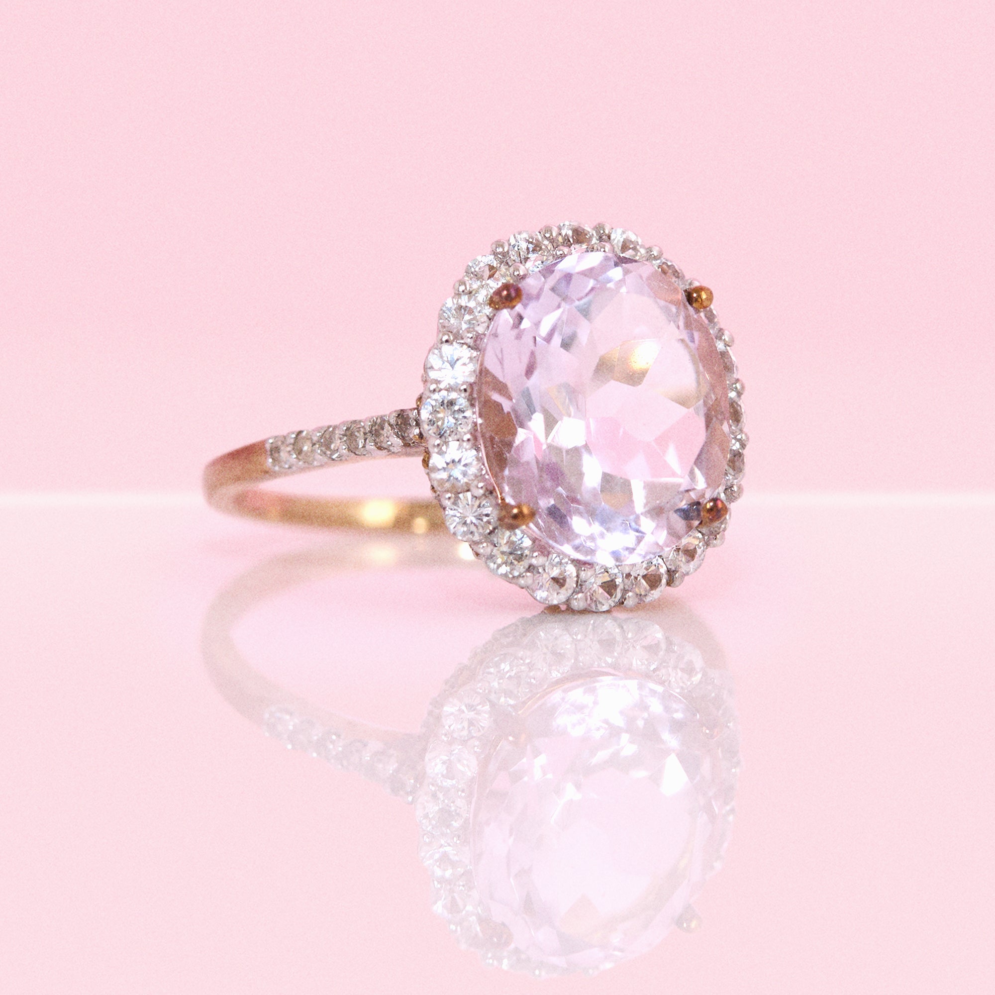 9ct gold amethyst and diamond cluster ring