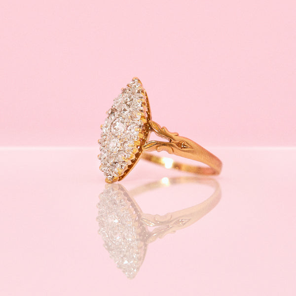 18ct gold diamond navette ring