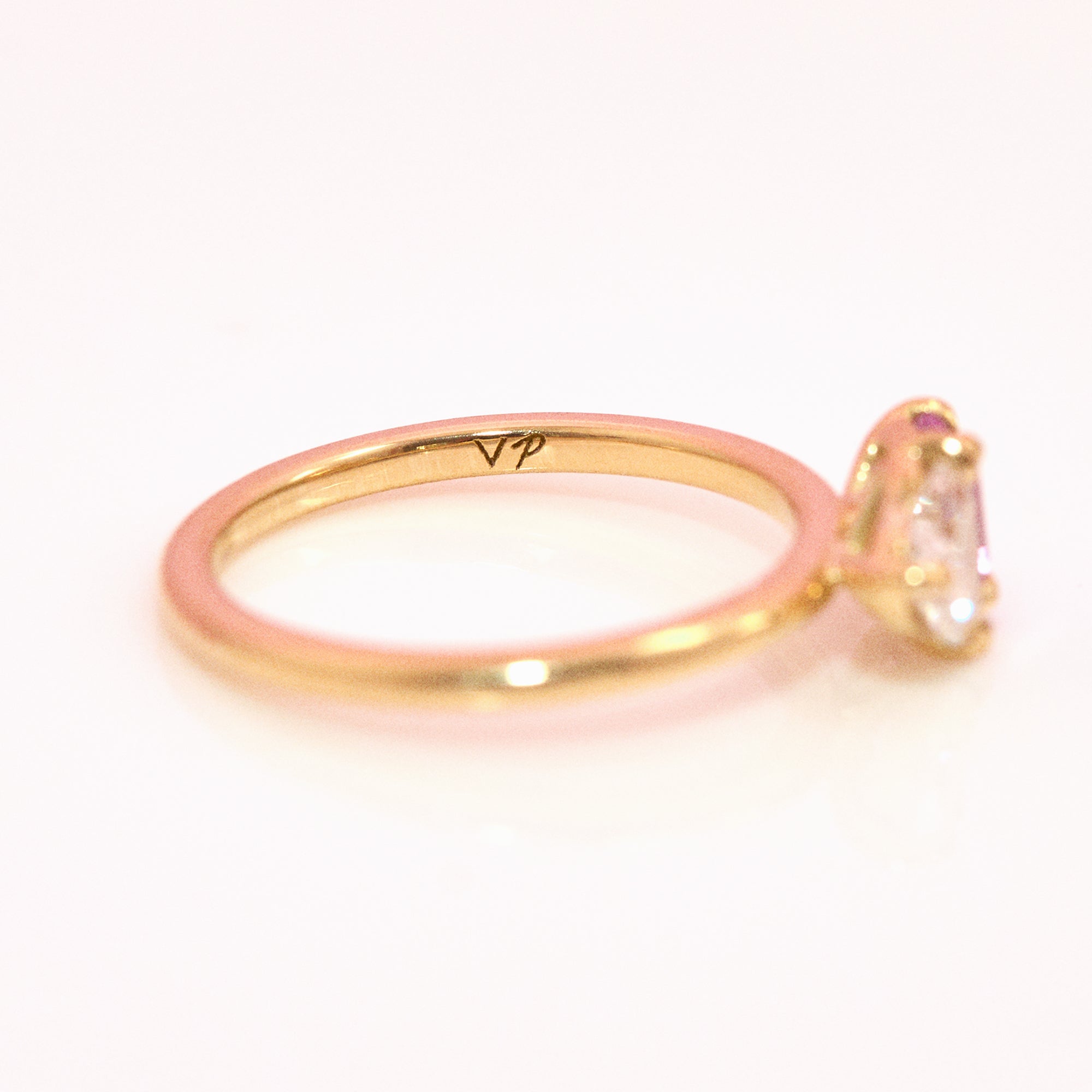 18ct gold ‘toi et moi’ 0.46ct heart-shaped diamond and 0.60ct pink sapphire ring