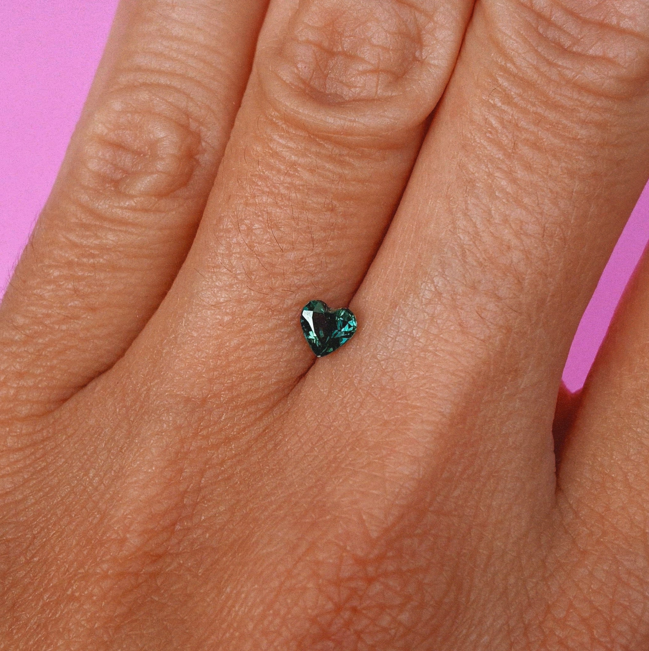 9ct gold heart shaped teal sapphire signet pinky ring (made to order)
