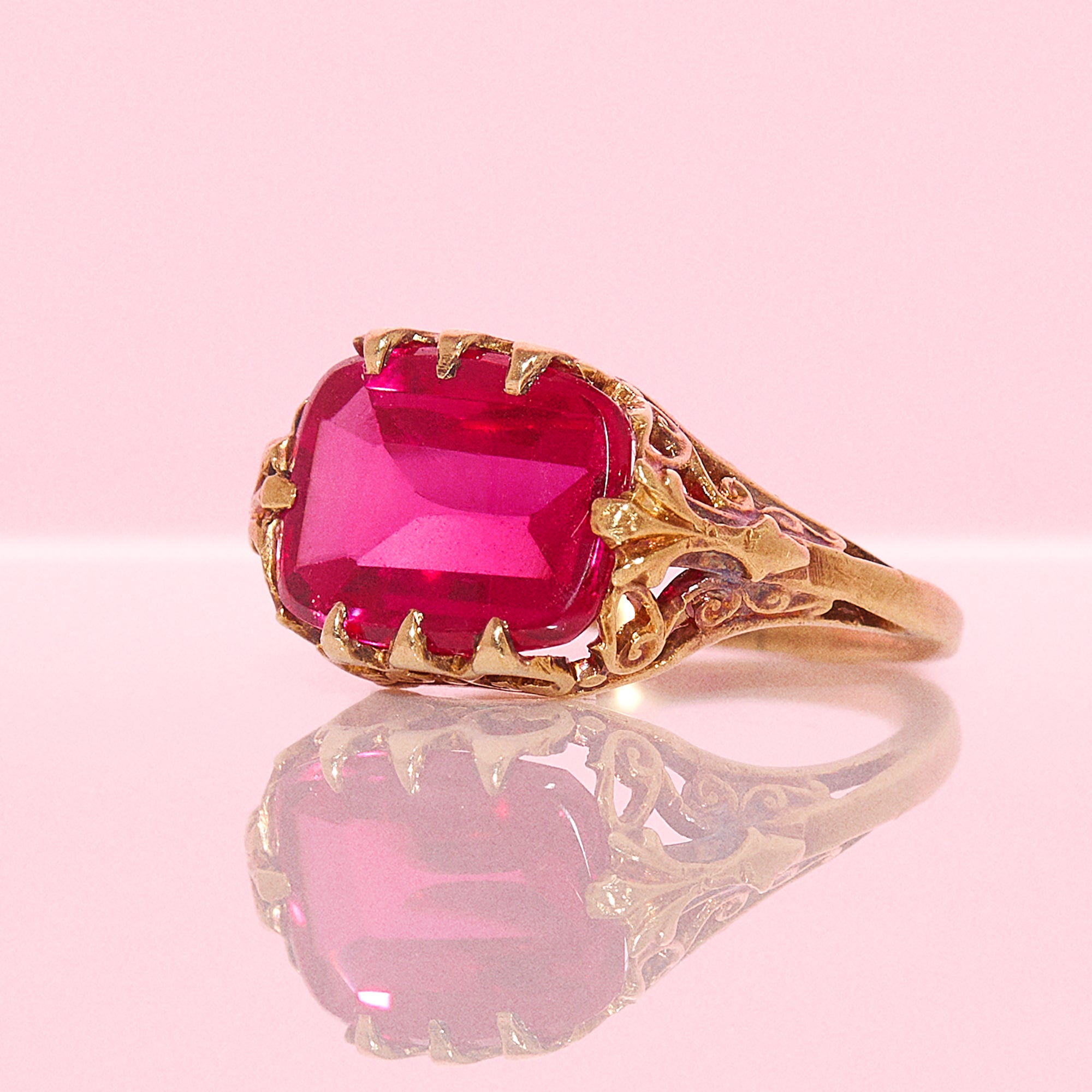 14ct gold ruby art deco ring