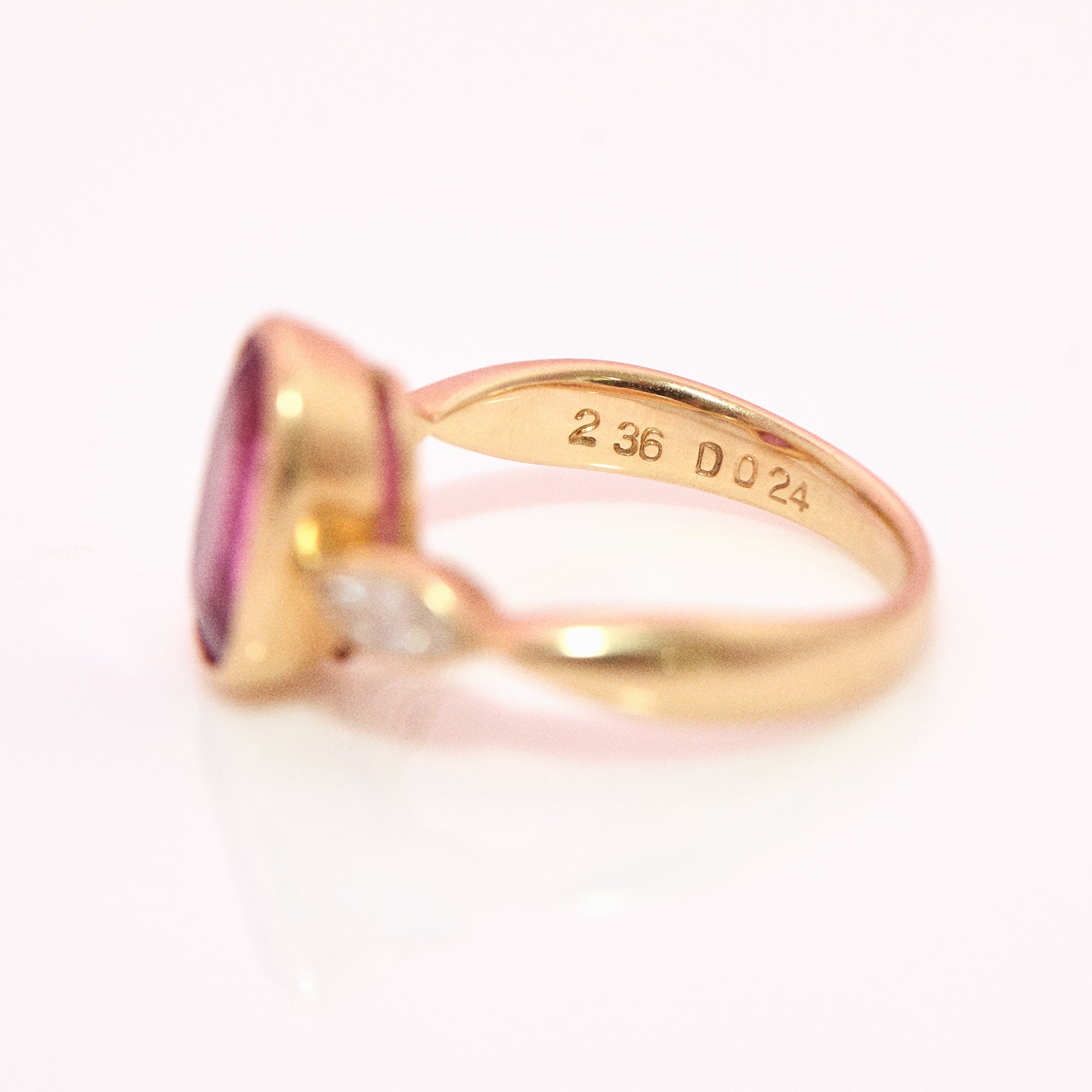 18ct gold pink tourmaline and diamond ring