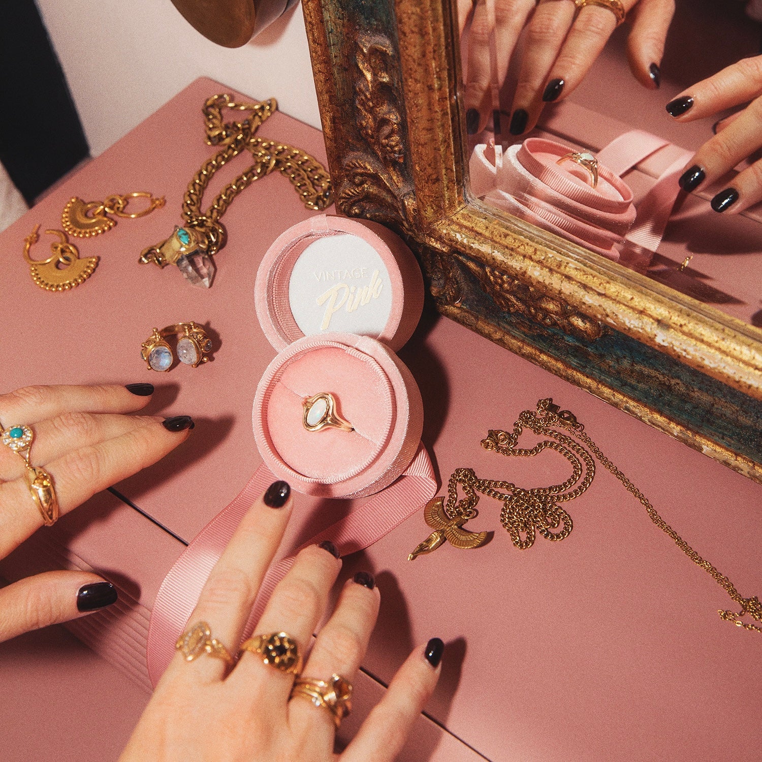 9ct gold bezel set opal chunky ring