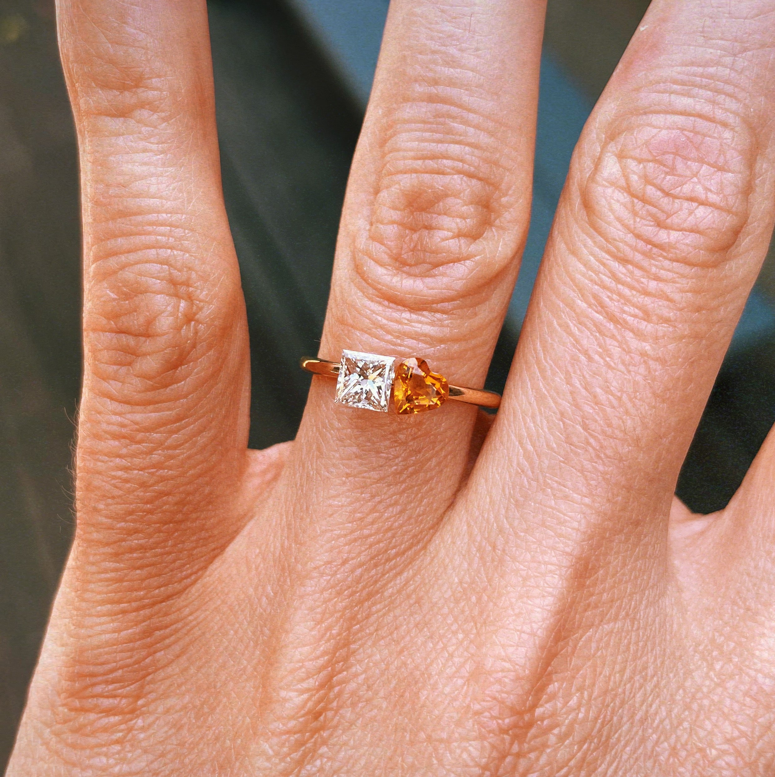 9ct gold ‘toi et moi’ citrine and diamond ring (made to order)