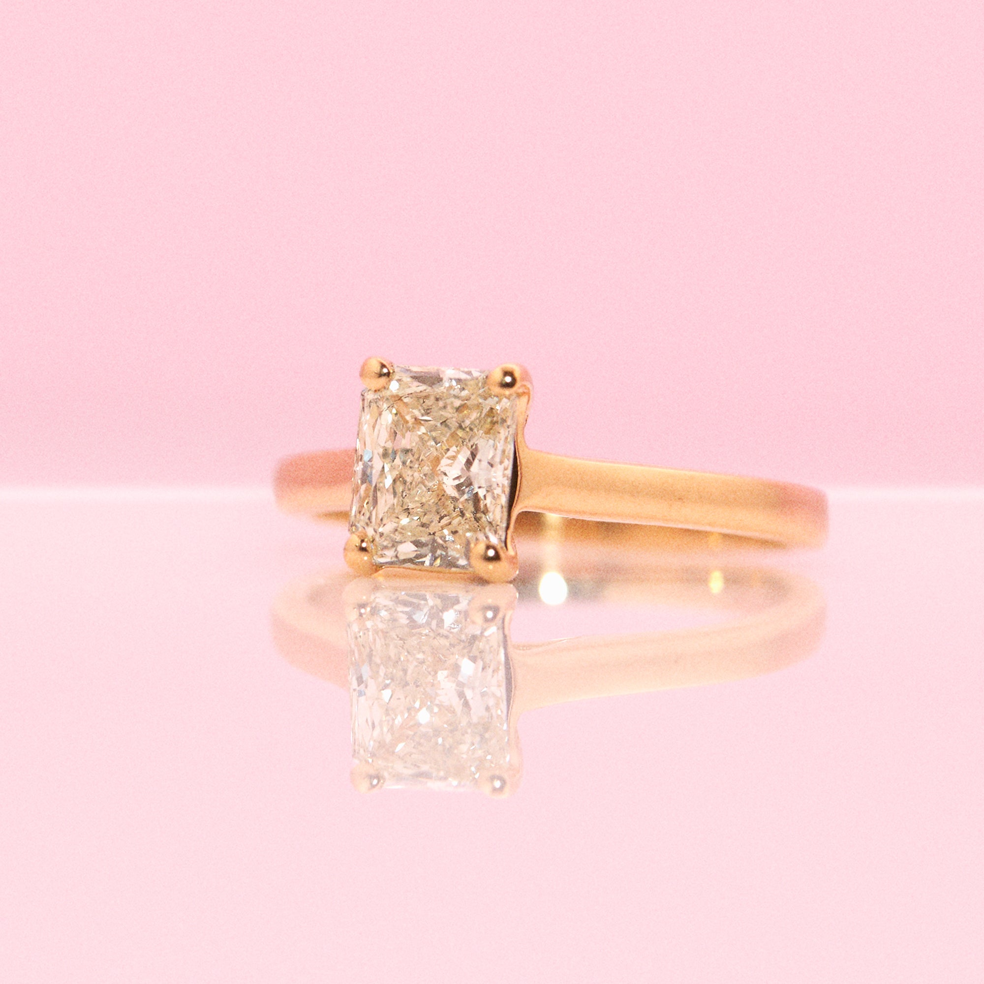 18ct gold solitaire, radiant-cut, 1.31ct yellow diamond ring (made to order)