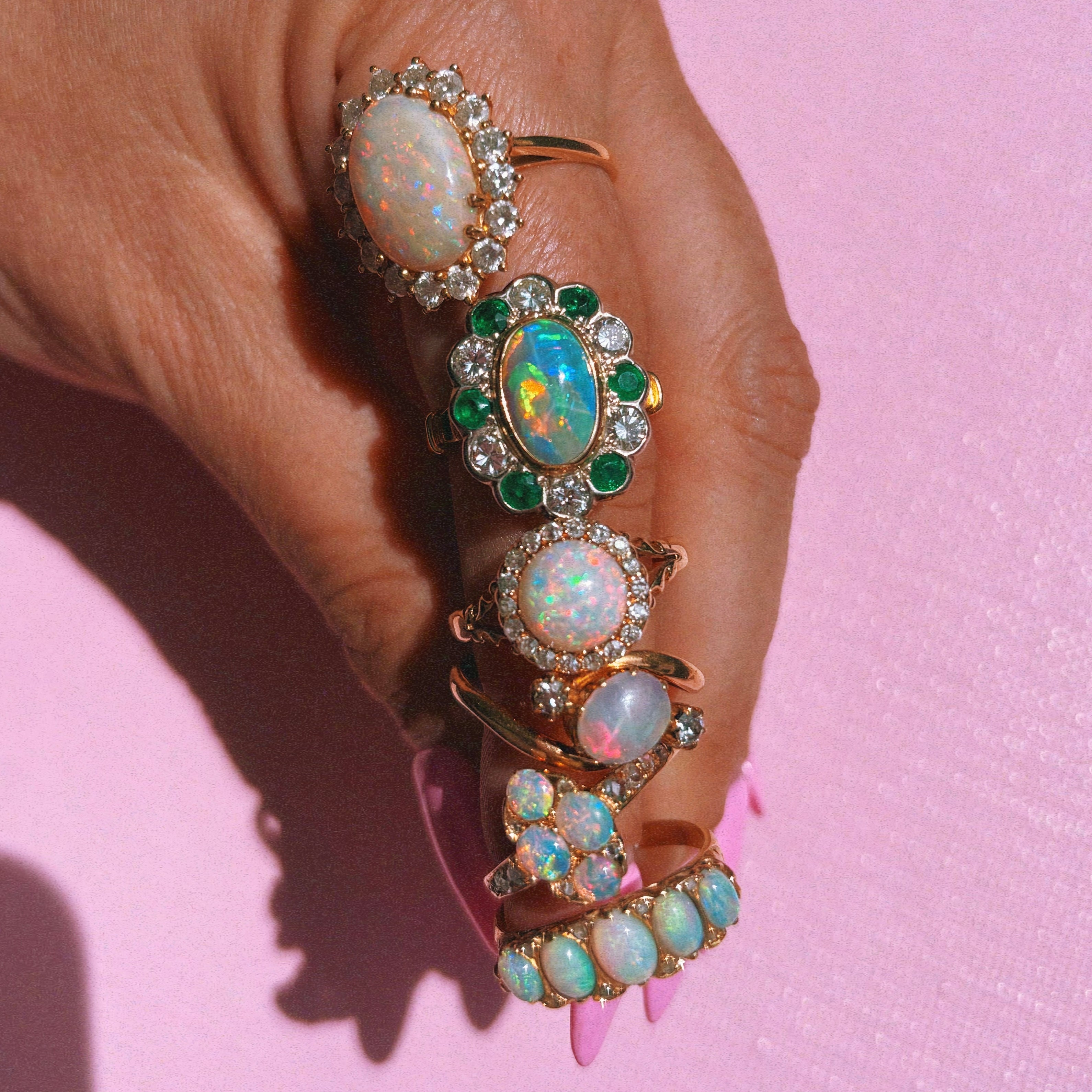 18ct gold opal and diamond cluster ring