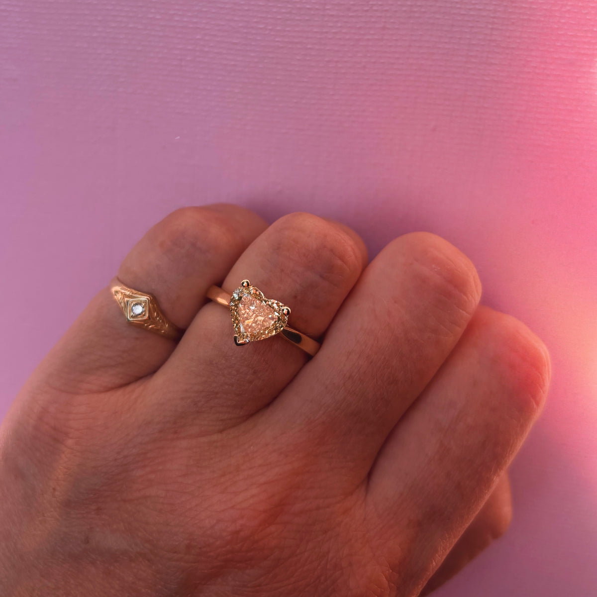 18ct yellow gold 2.0ct yellow fancy heart diamond ring
