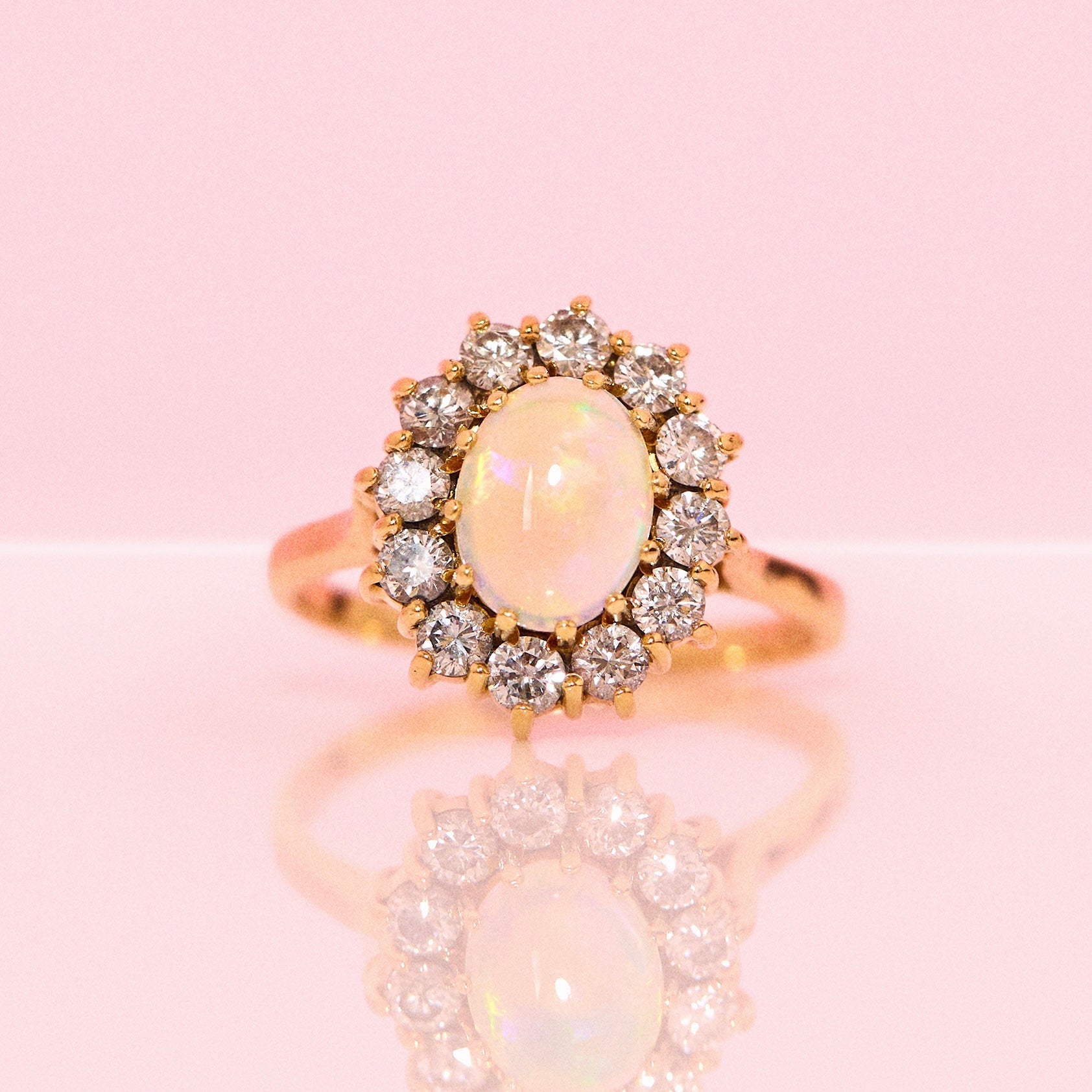 18ct gold opal and diamond cluster ring from 1983
