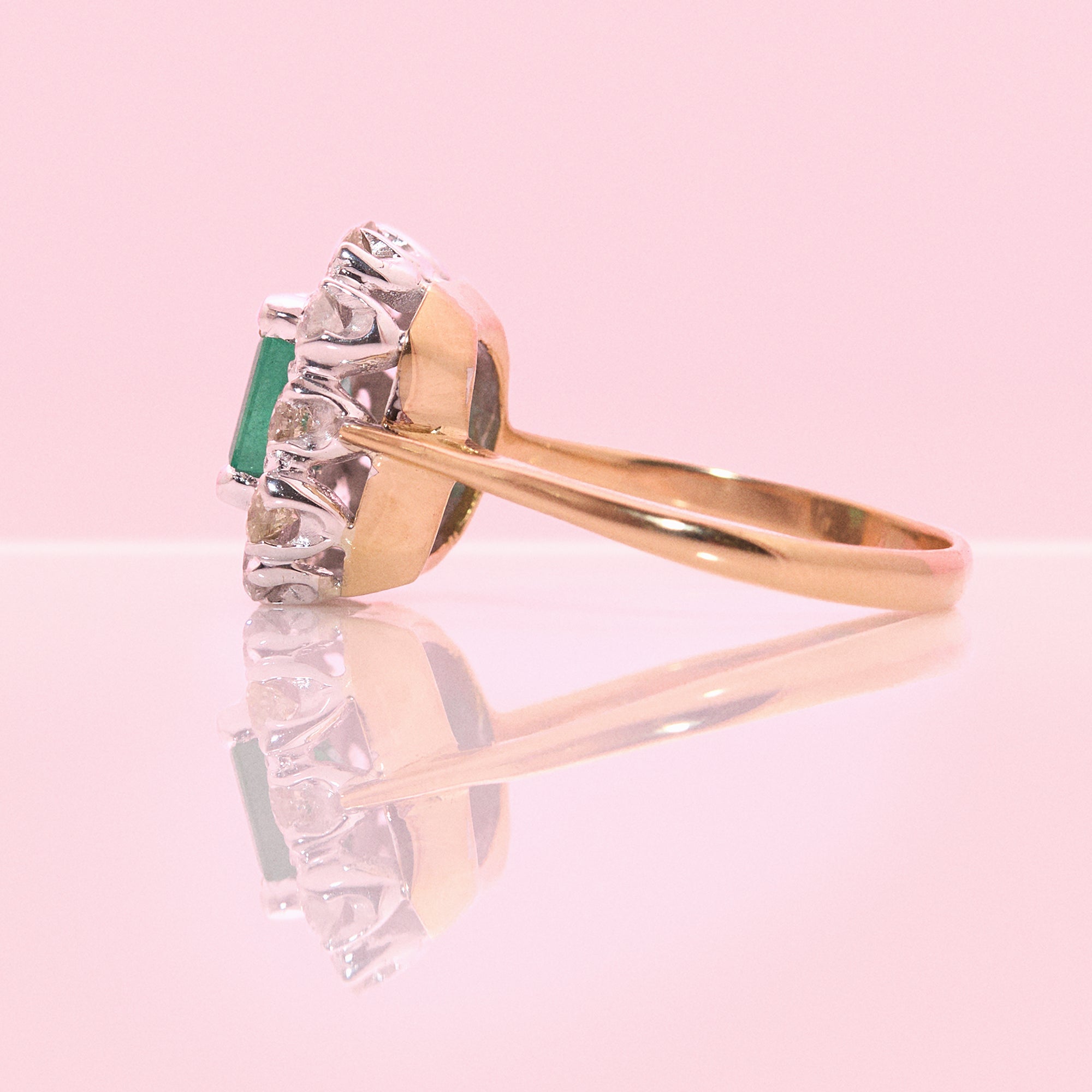 18ct gold octagon emerald and diamond cluster ring (made to order)