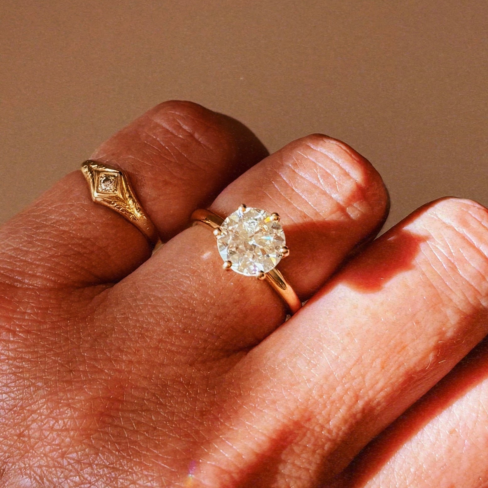18ct yellow gold 2.16ct 1920’s cut diamond ring (made to order)