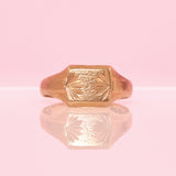 9ct gold patterned signet ring
