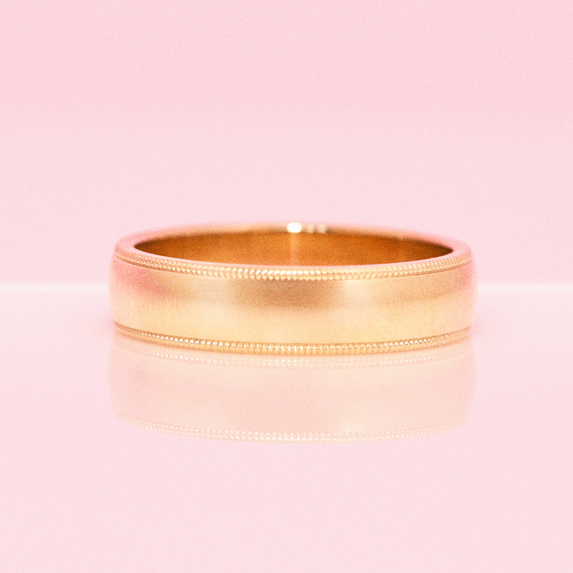 9ct gold mens beaded edge ring