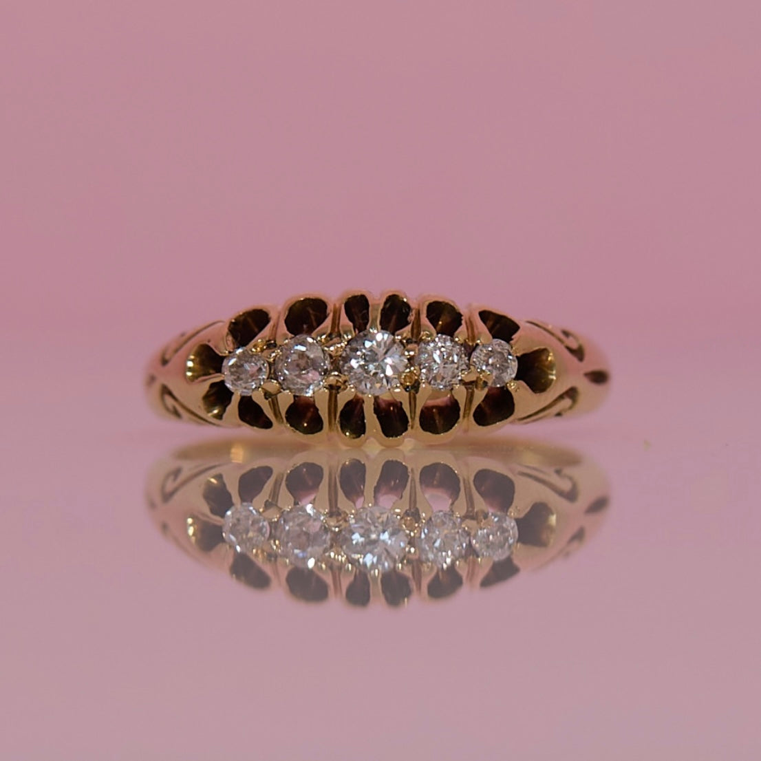 18ct gold diamond five stone ring from 1907