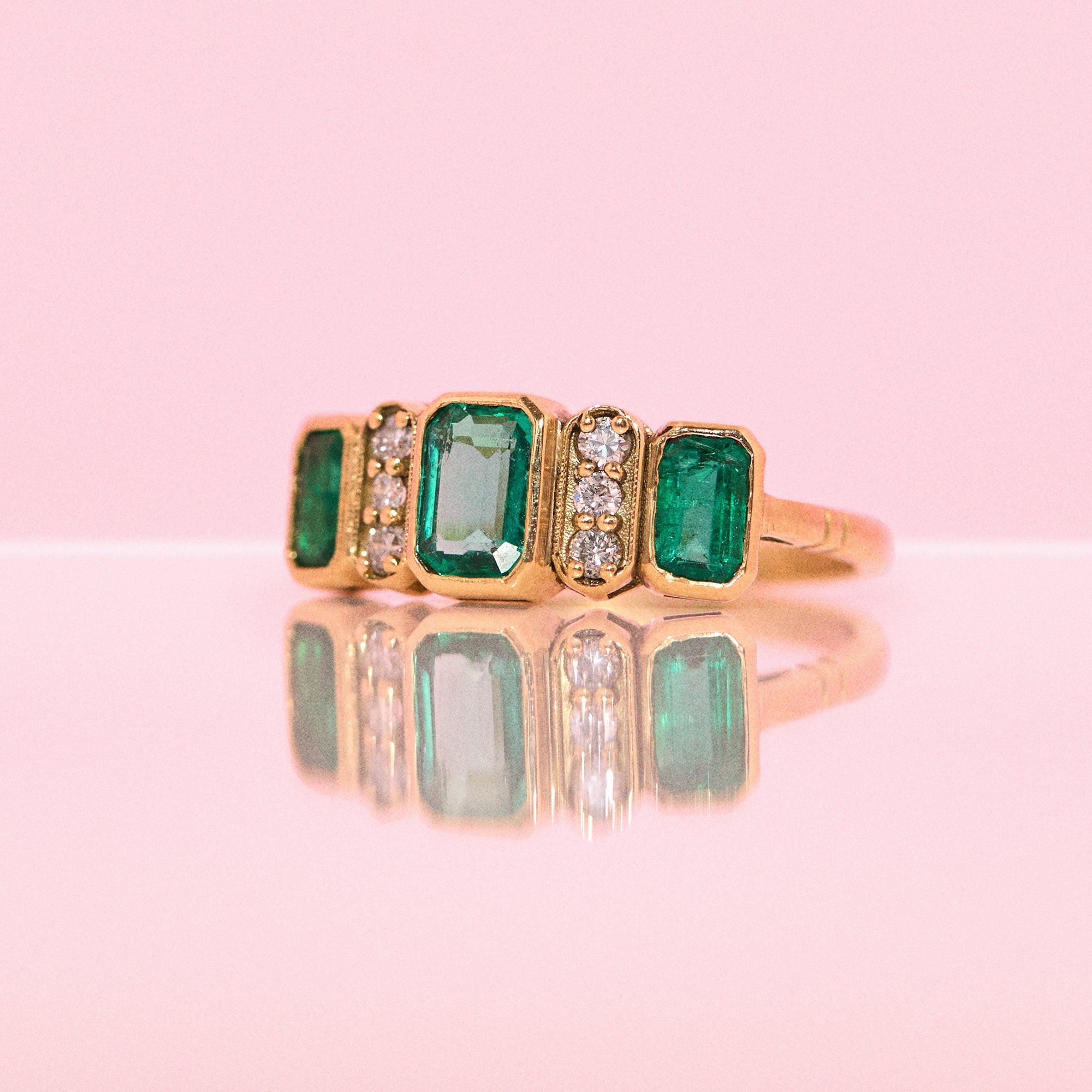 18ct gold emerald and diamond ring (made to order)