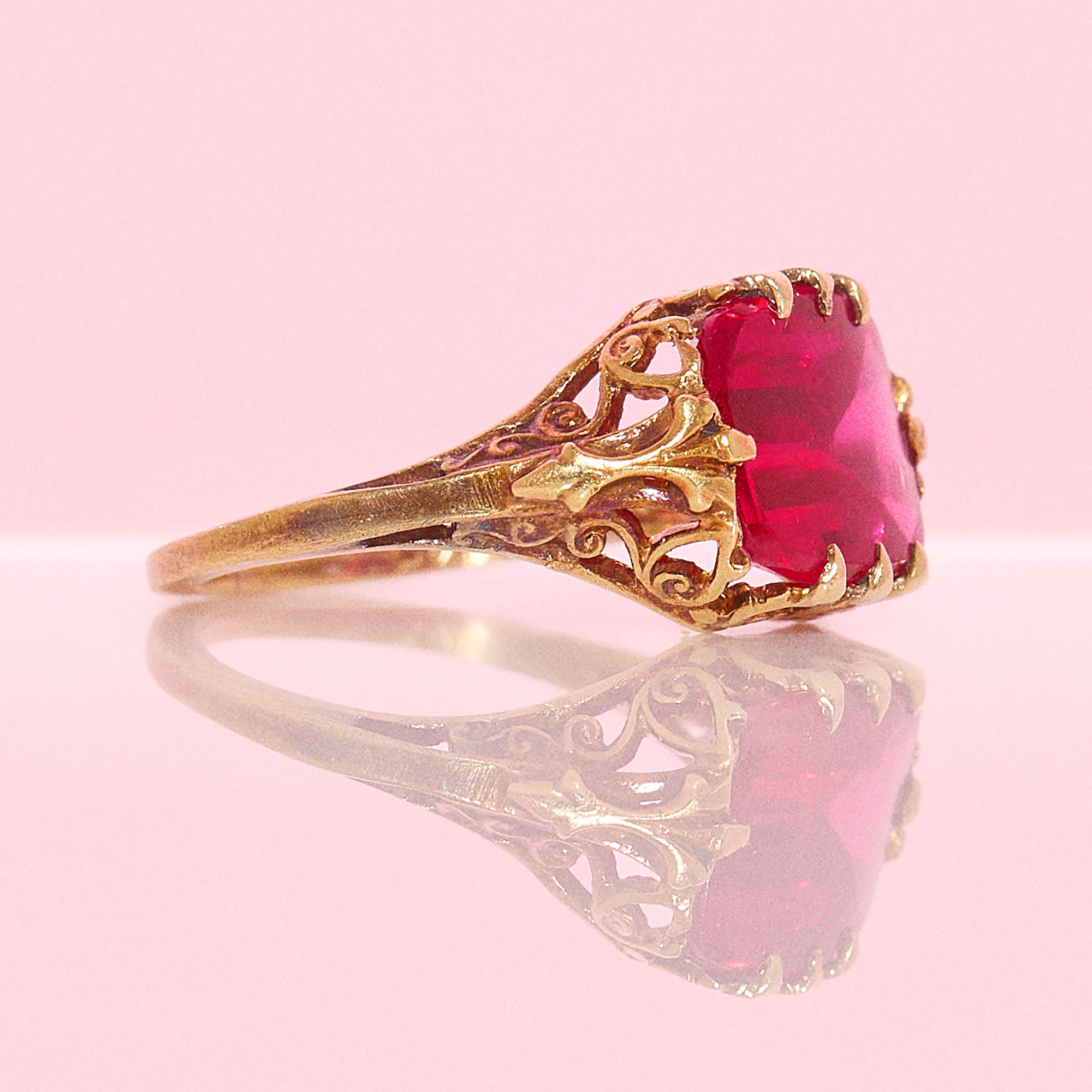 14ct gold ruby art deco ring