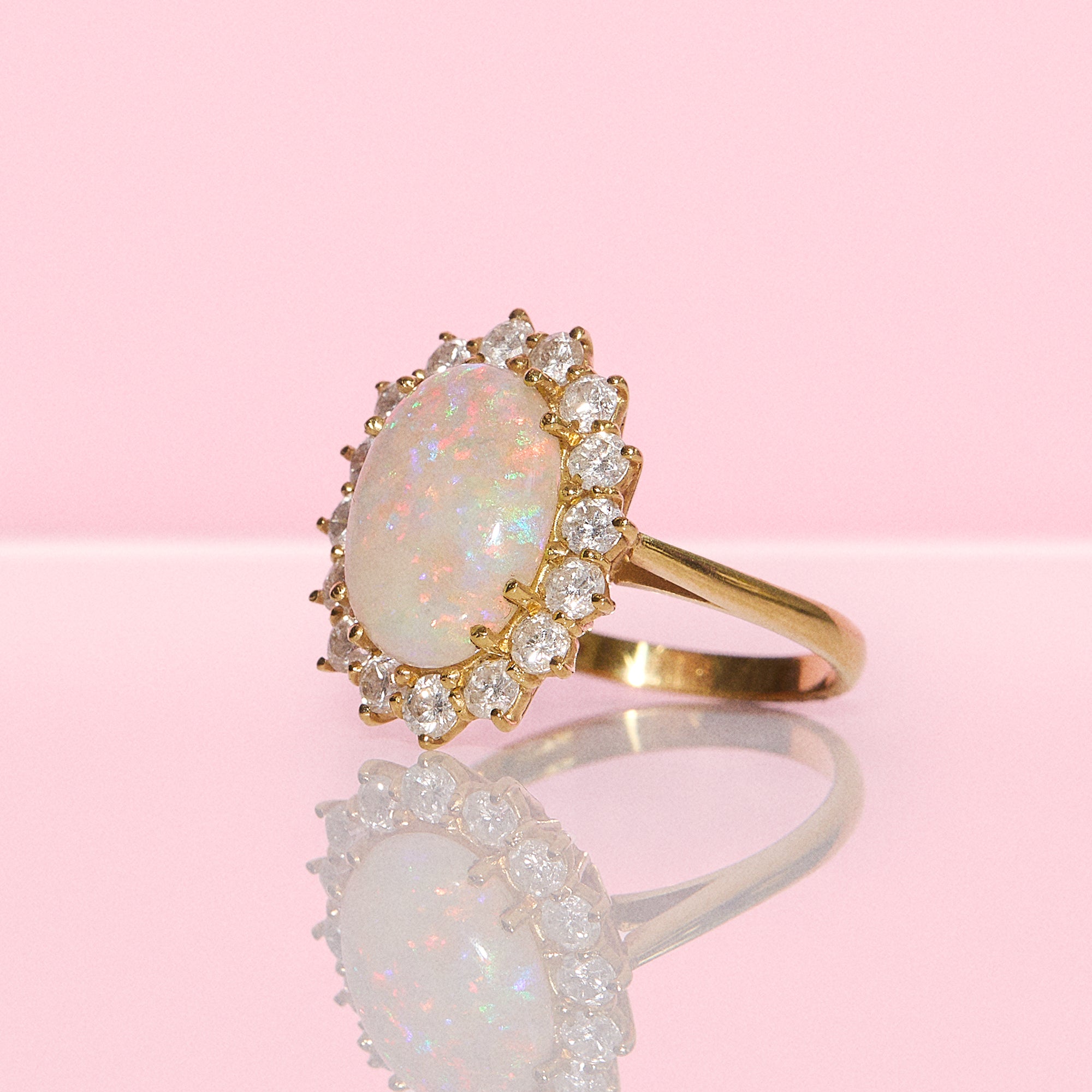 18ct gold opal and diamond cluster ring