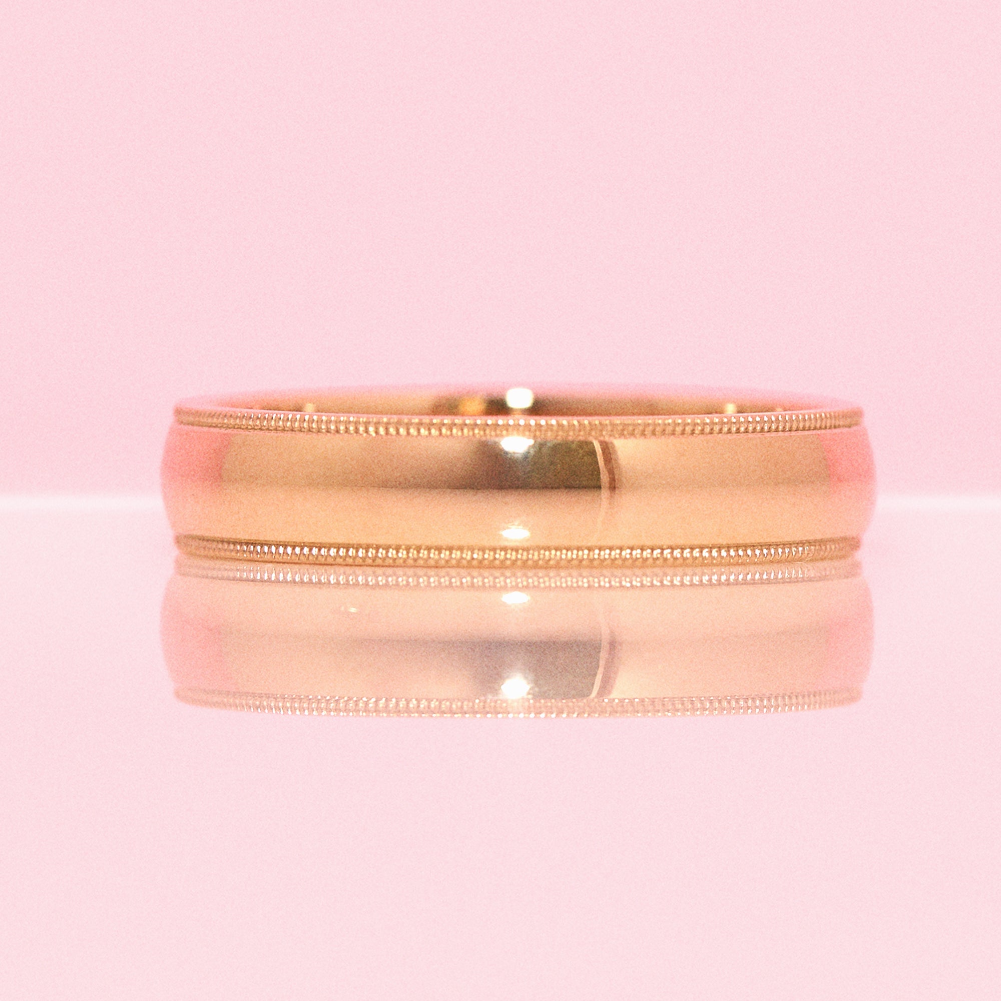 9ct gold mens beaded edge 5mm ring (made to order)