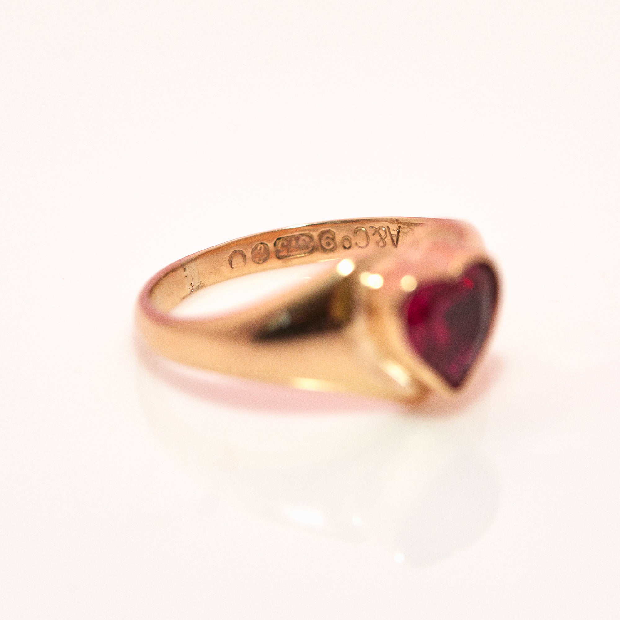 9ct gold heart-shaped ruby vintage signet ring (made to order)