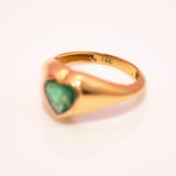 14ct gold 1.25ct emerald heart shaped signet ring