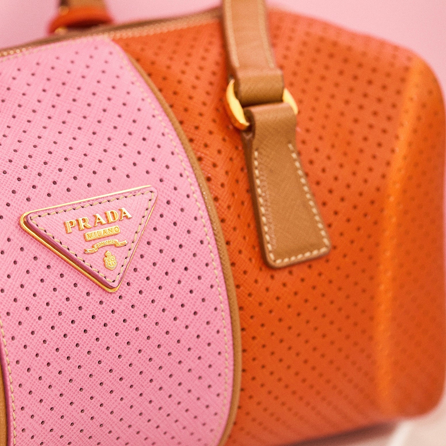 Prada pink and orange vintage shoulder bag from 2010