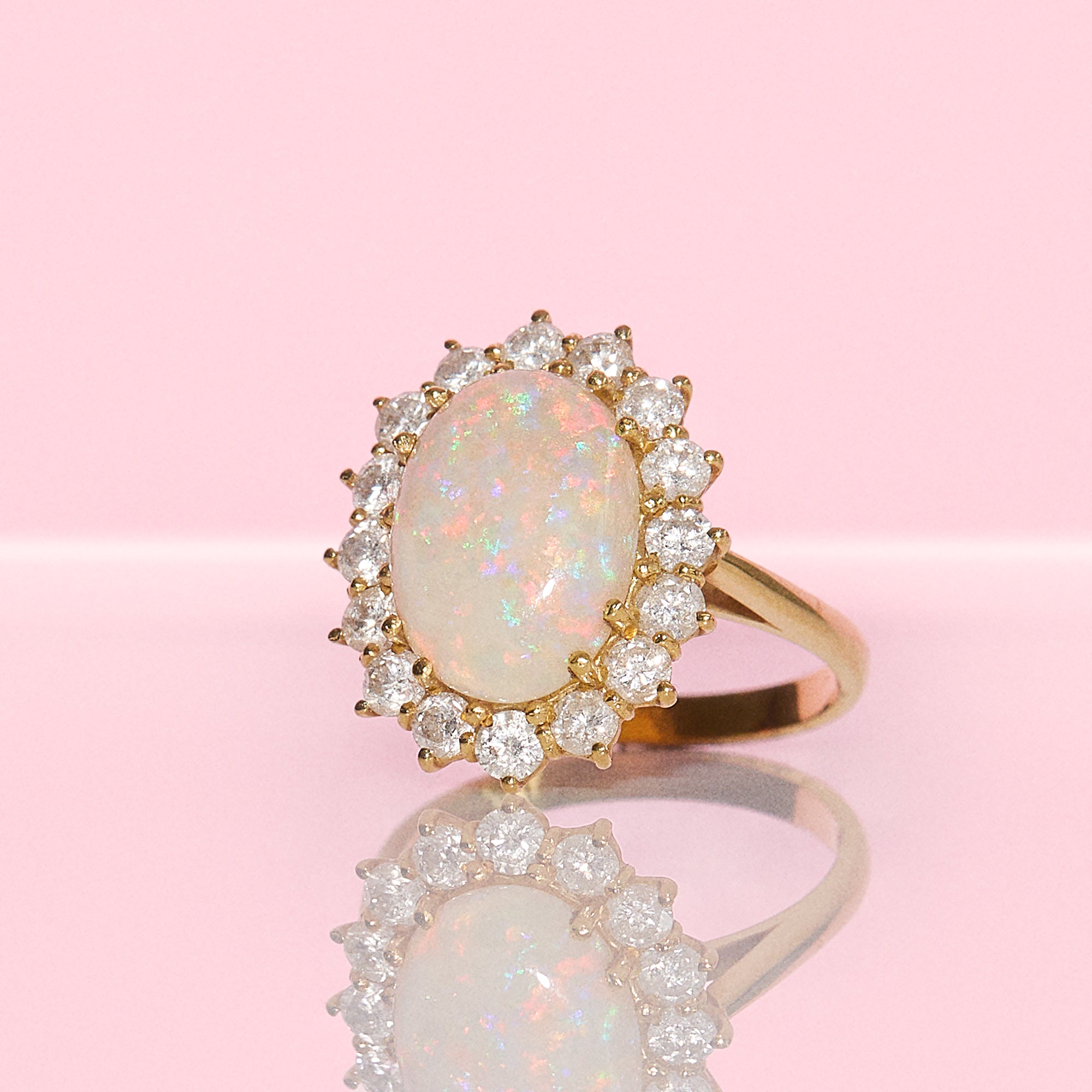 18ct gold opal and diamond cluster ring