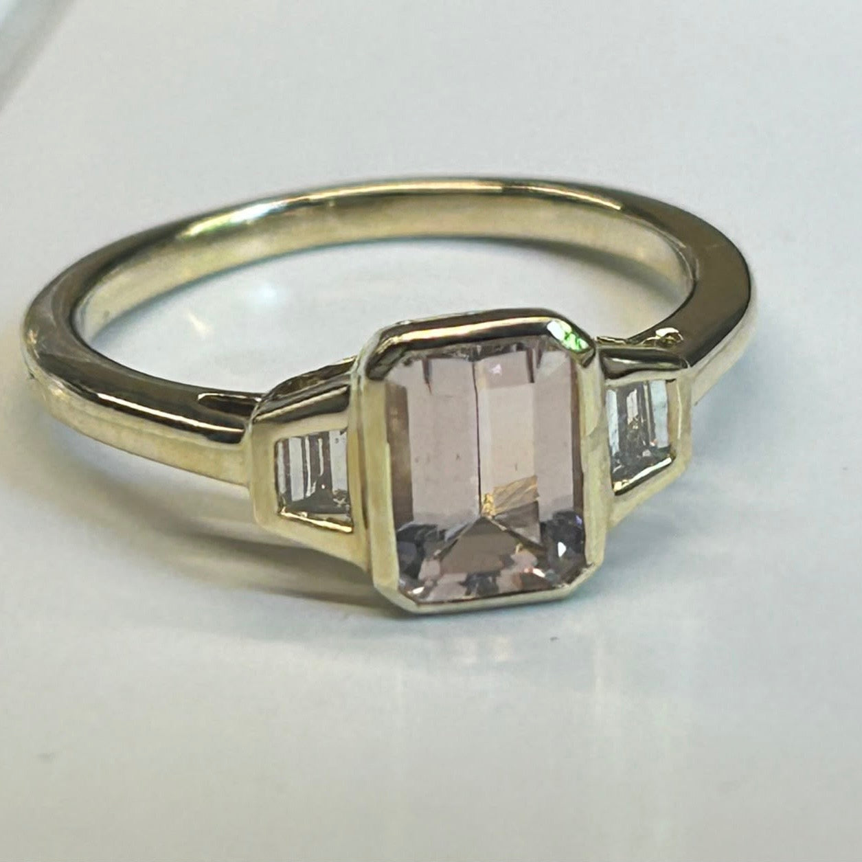 9ct gold emerald cut 1.0ct tourmaline and 0.22ct diamond ring