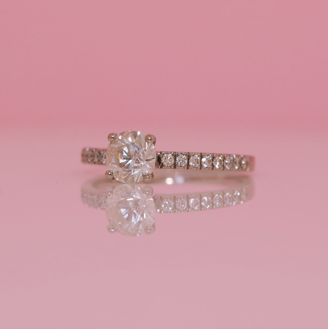 Platinum 1.0ct diamond ring with diamond shoulders